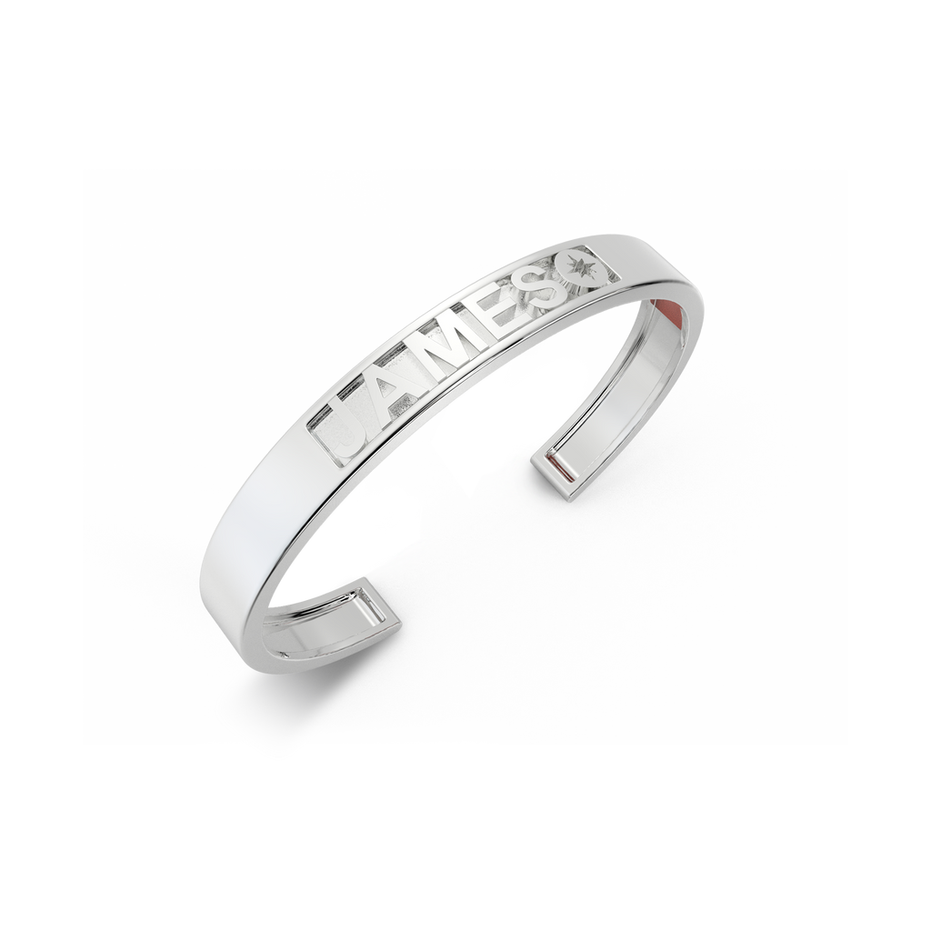 Rhodium Plated Silver CharmMark ModuType Cuff SS25B001R