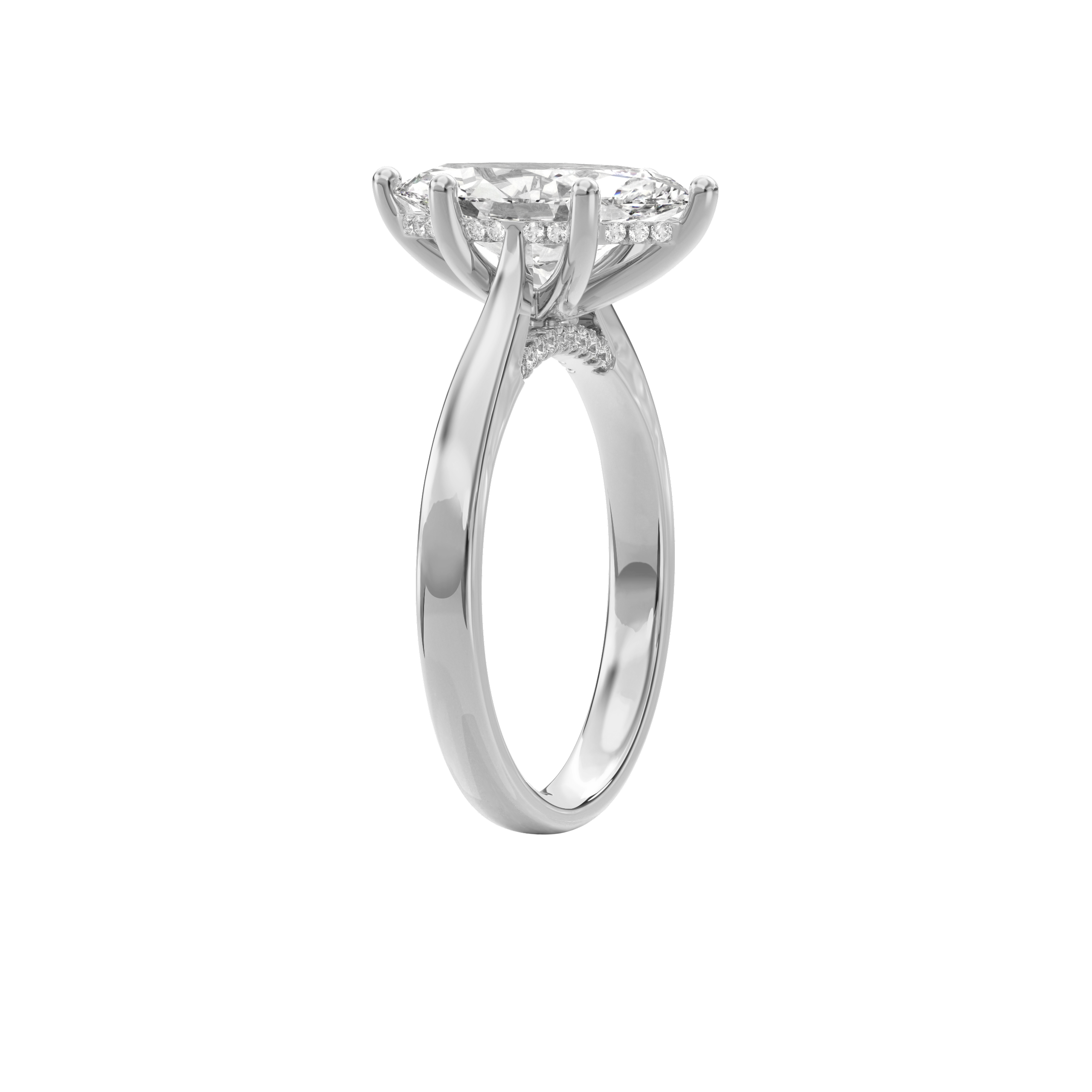 Elara Hidden Halo Salitaire Engagement Ring Marquise•White Gold