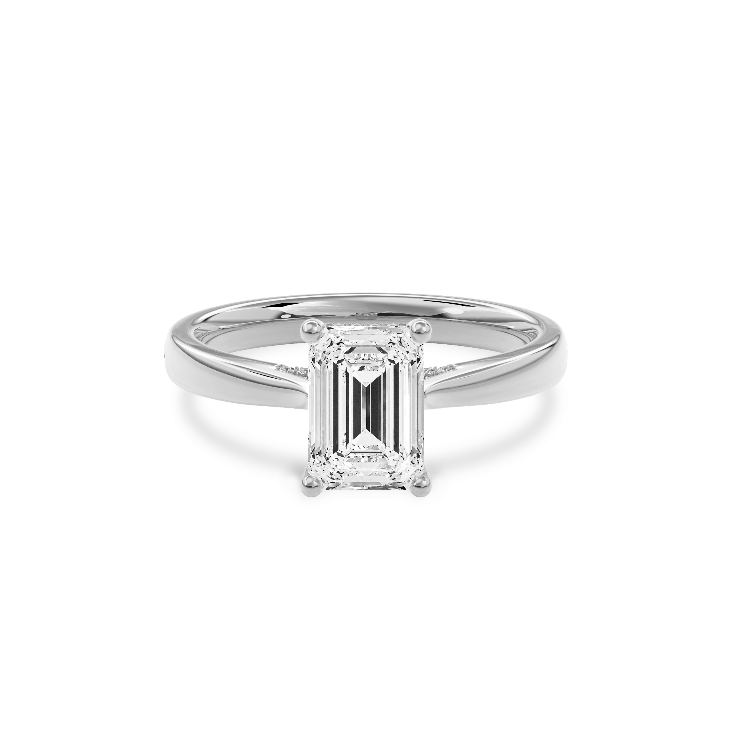 Elara Hidden Halo Salitaire Engagement Ring Emerald•White Gold