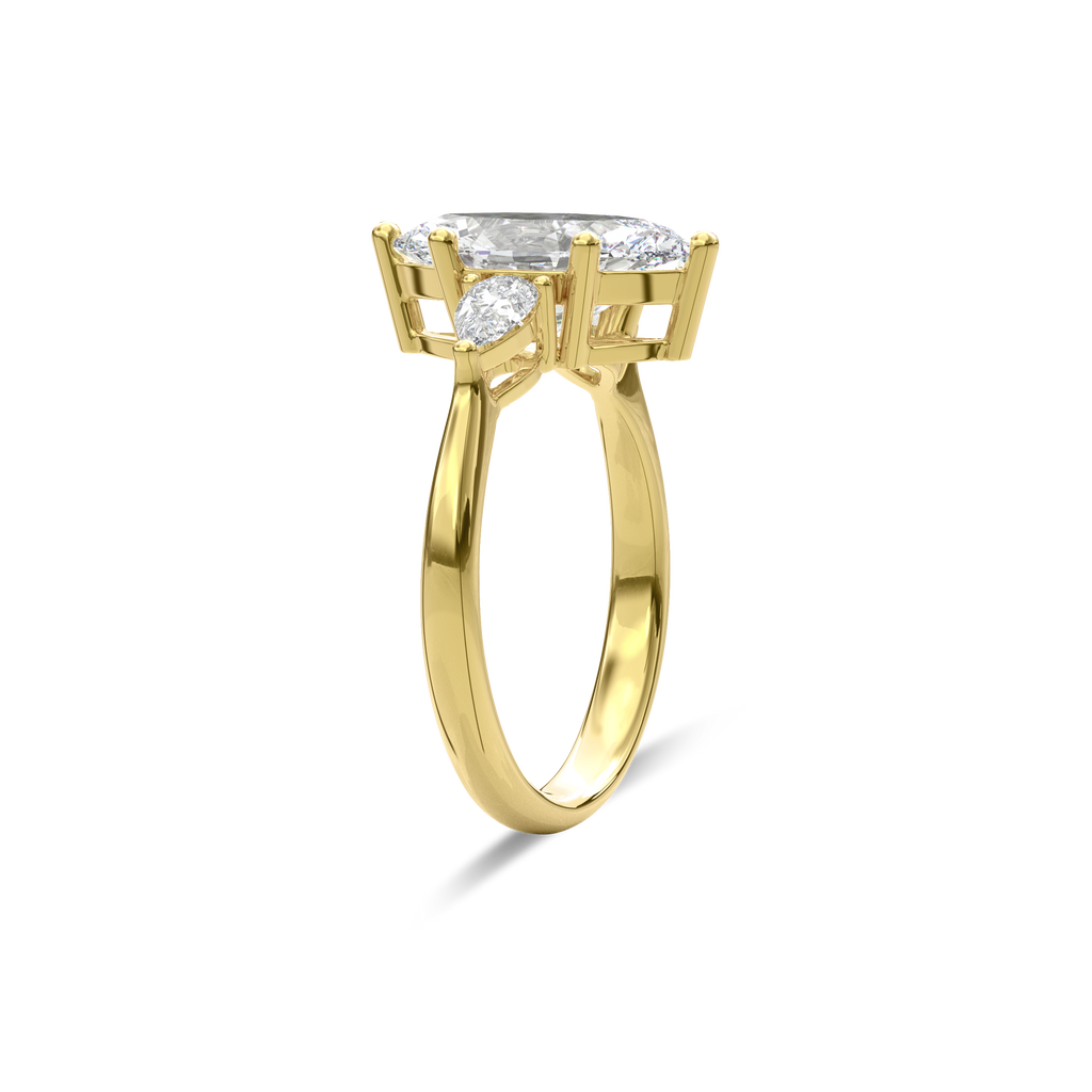 Daphnis Three Stones Engagement Ring Marquise•Yellow Gold