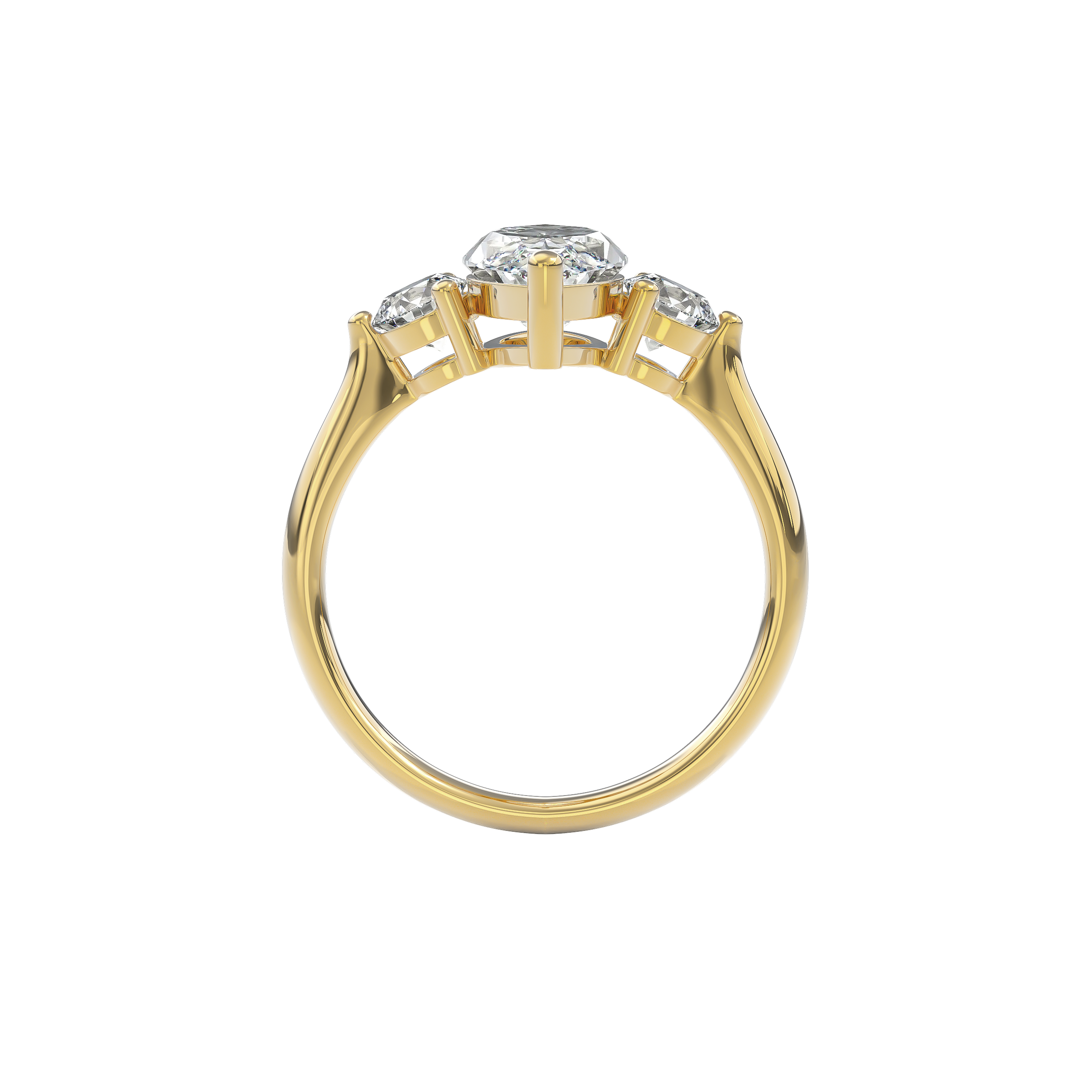 Daphnis Three Stones Engagement Ring Marquise•Yellow Gold