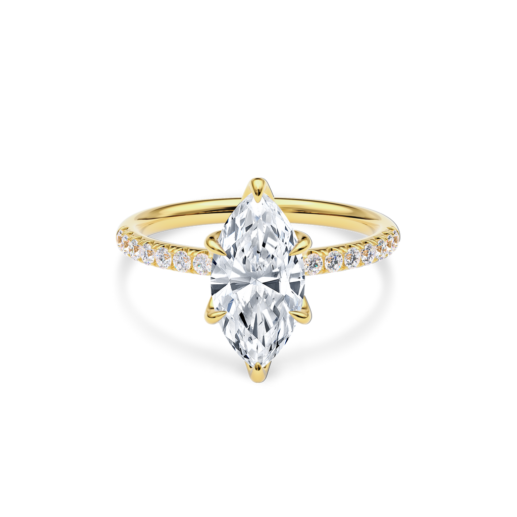Dia Solitaire Pave Engagement Ring Marquise•Yellow Gold