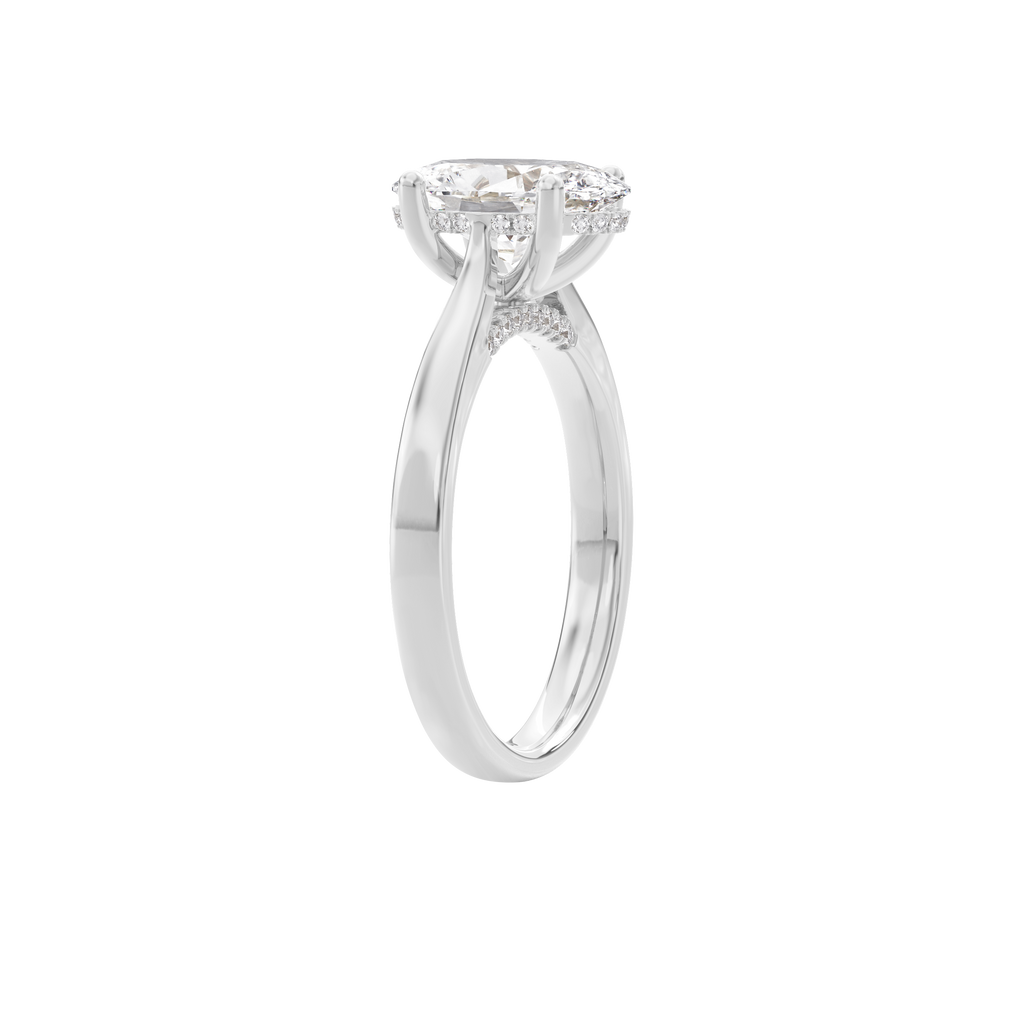 Elara Hidden Halo Salitaire Engagement Ring Oval•White Gold