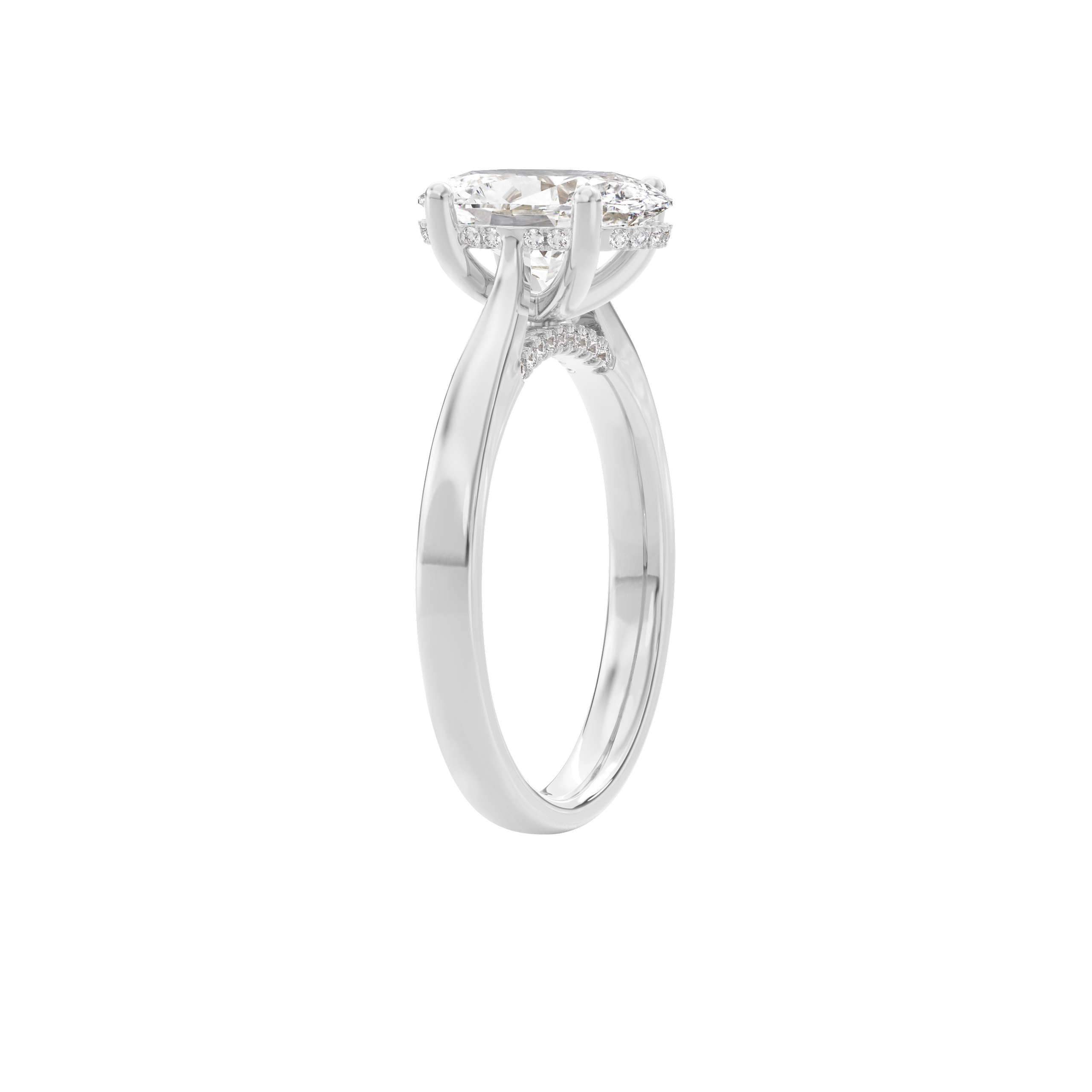 Elara Hidden Halo Salitaire Engagement Ring Oval•White Gold