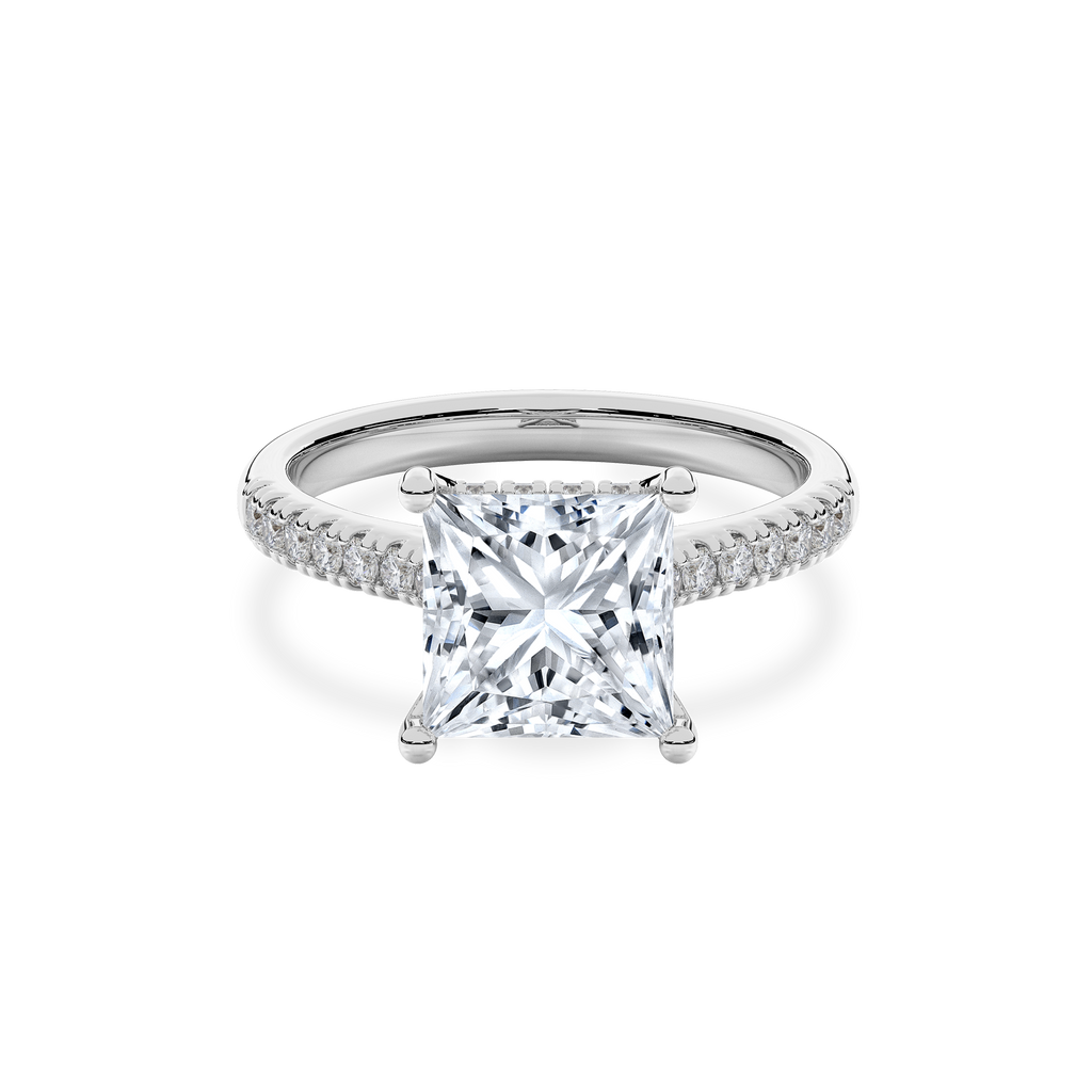 Hidden Halo II Princess Lab Grown Diamond Ring in 14K White Gold
