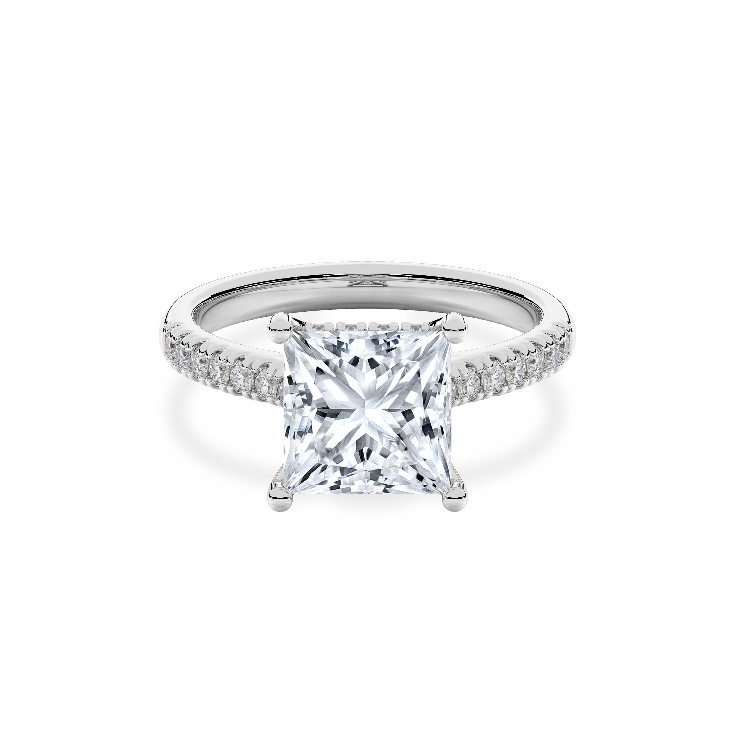 Hidden Halo II Princess Lab Grown Diamond Ring in 14K White Gold