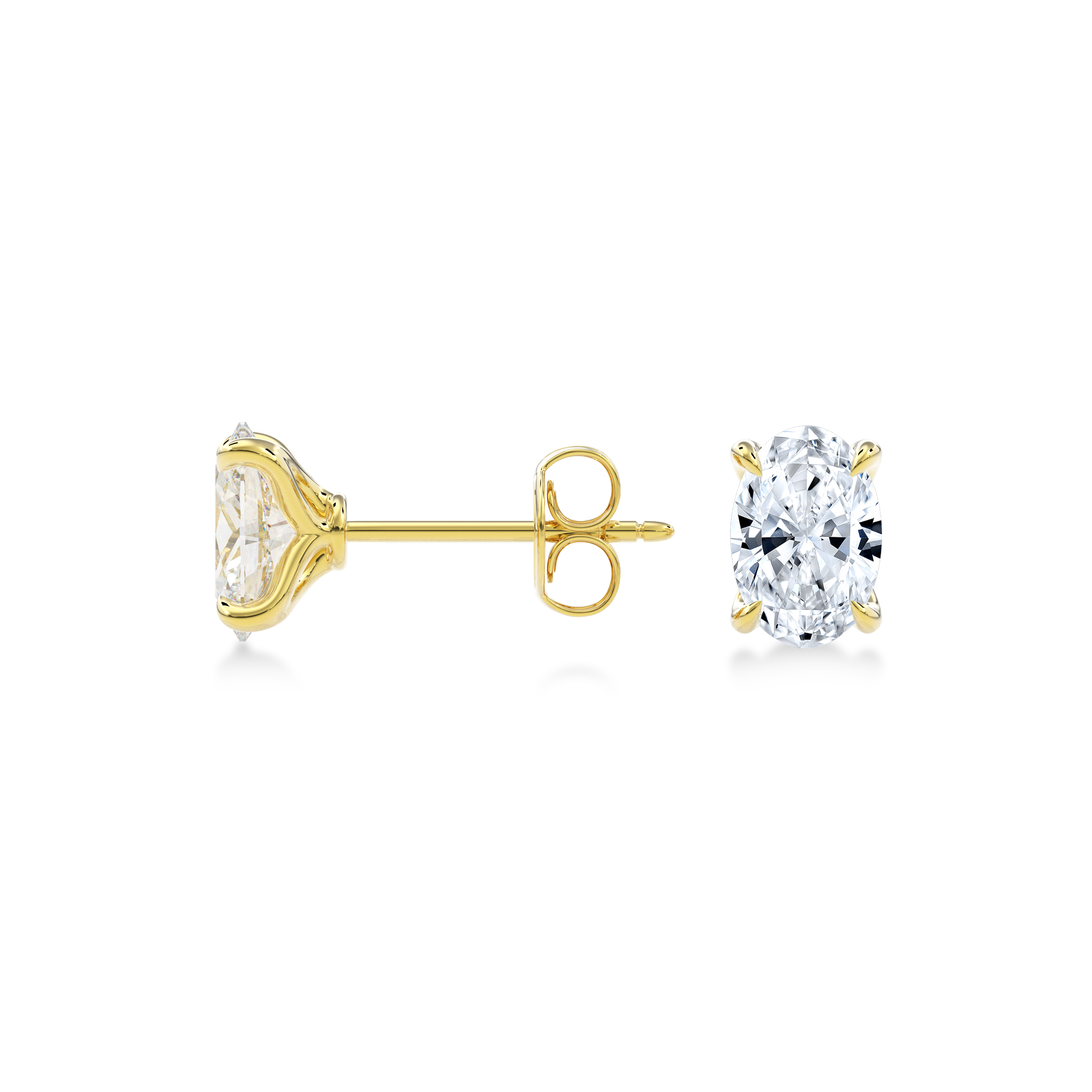 Dia Solitaire Single Stud Earring Oval•Yellow Gold