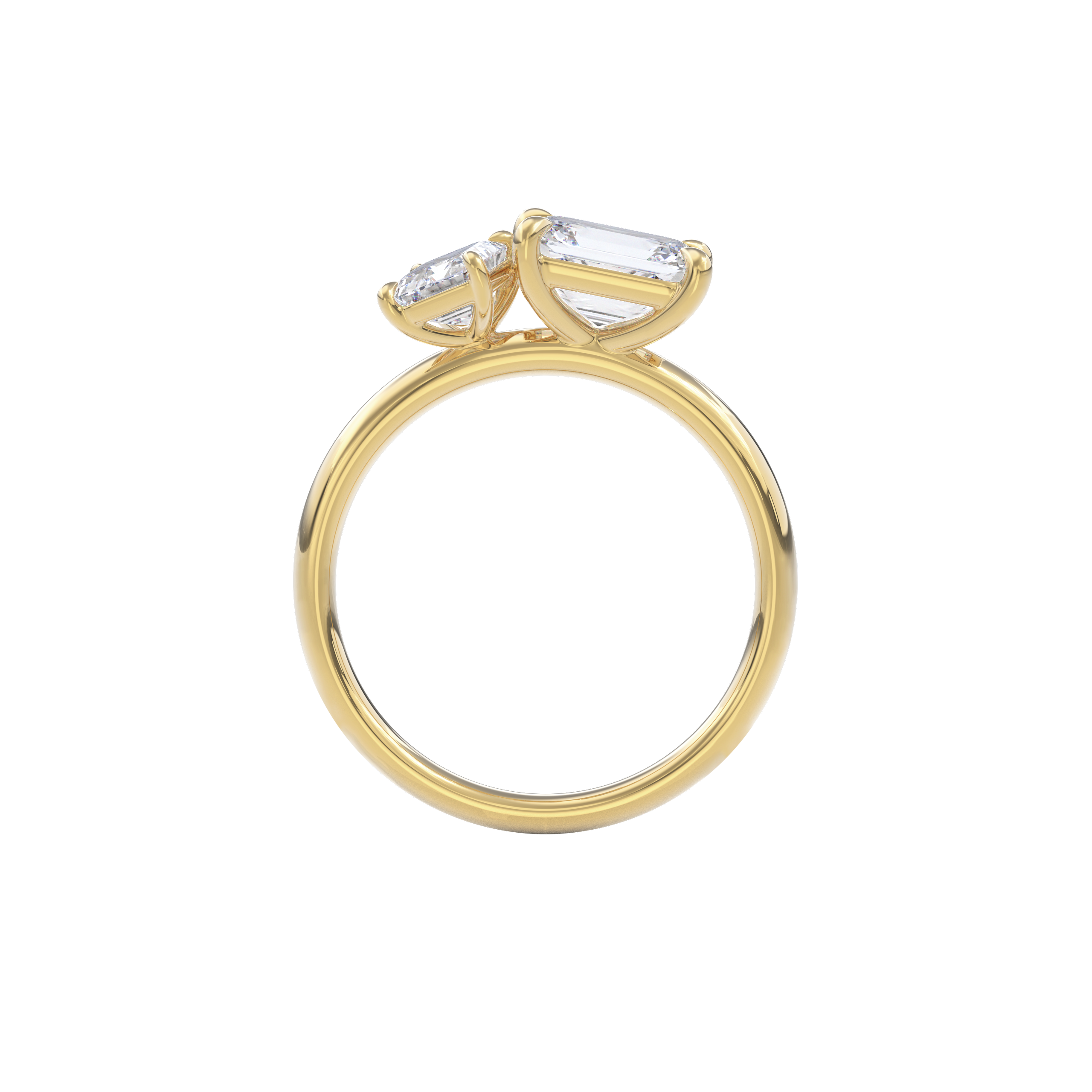 Callisto Two Stones Engagement Ring Emerald•Yellow Gold