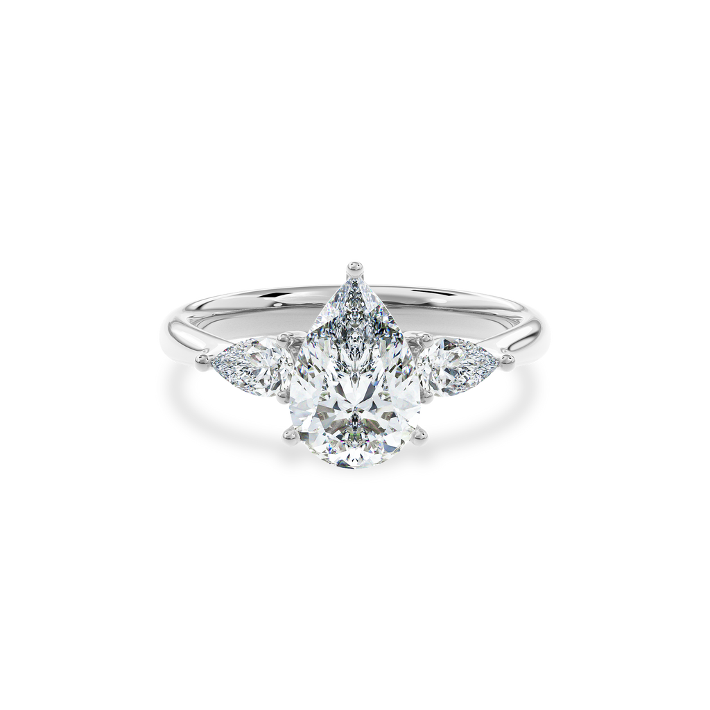 Daphnis Three Stones Engagement Ring Pear•White Gold