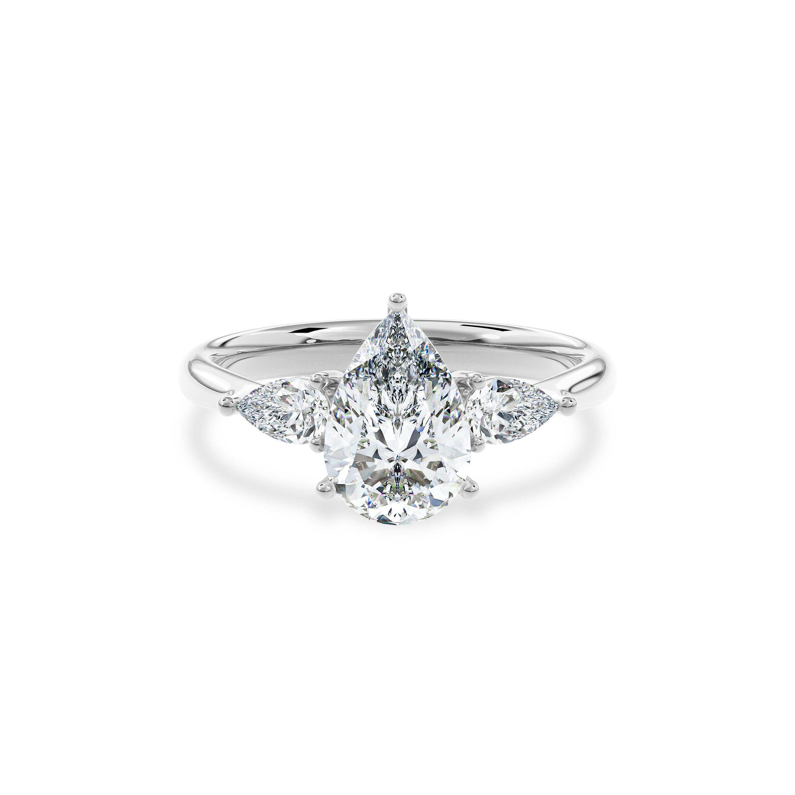 Daphnis Three Stones Engagement Ring Pear•White Gold