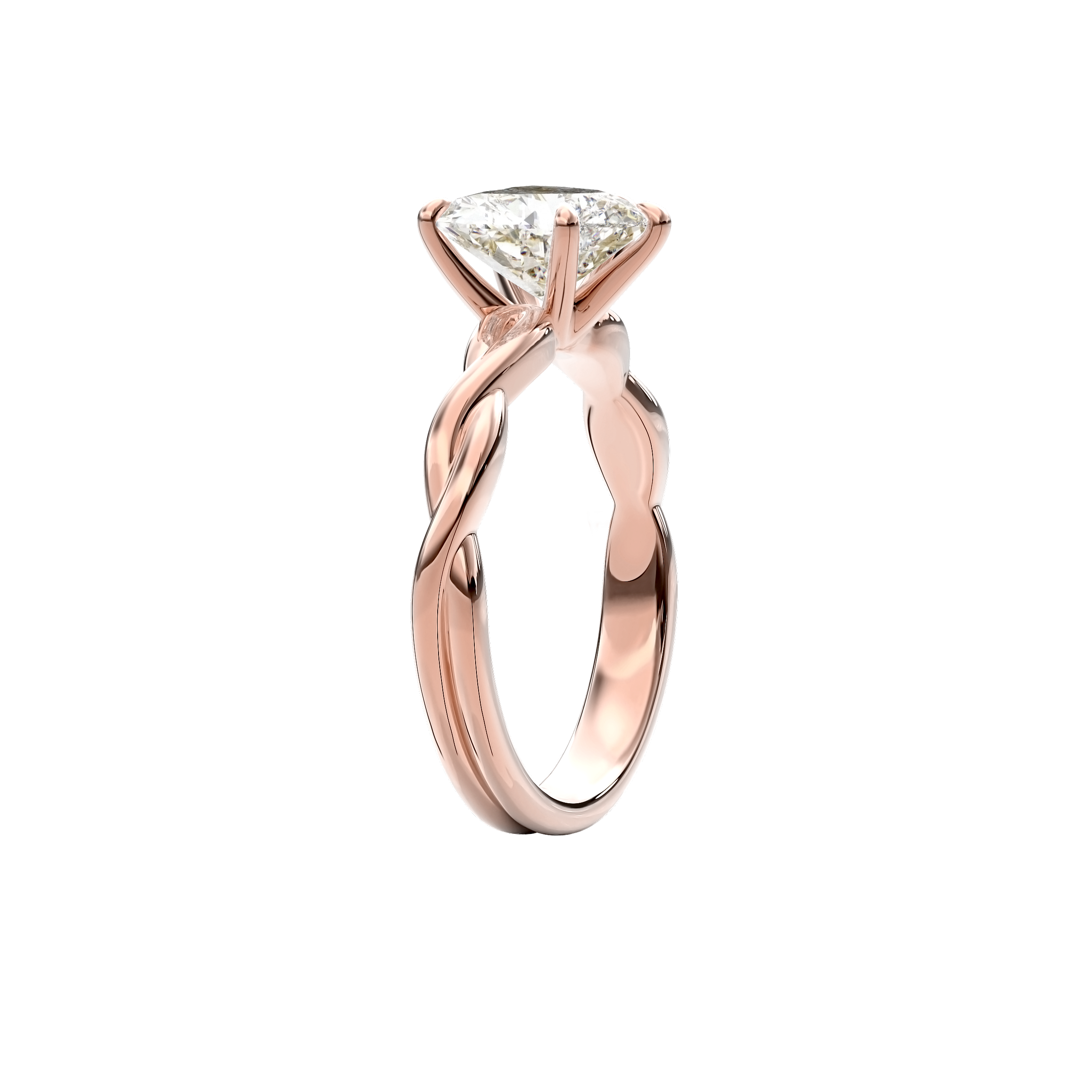 Rhea Twisted Engagement Ring Heart•Rose Gold