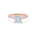 Dia Solitaire Pave Engagement Ring Princess•Rose Gold
