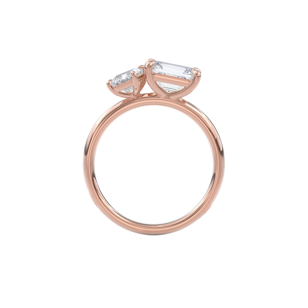 Callisto Two Stones Engagement Ring Emerald•Rose Gold