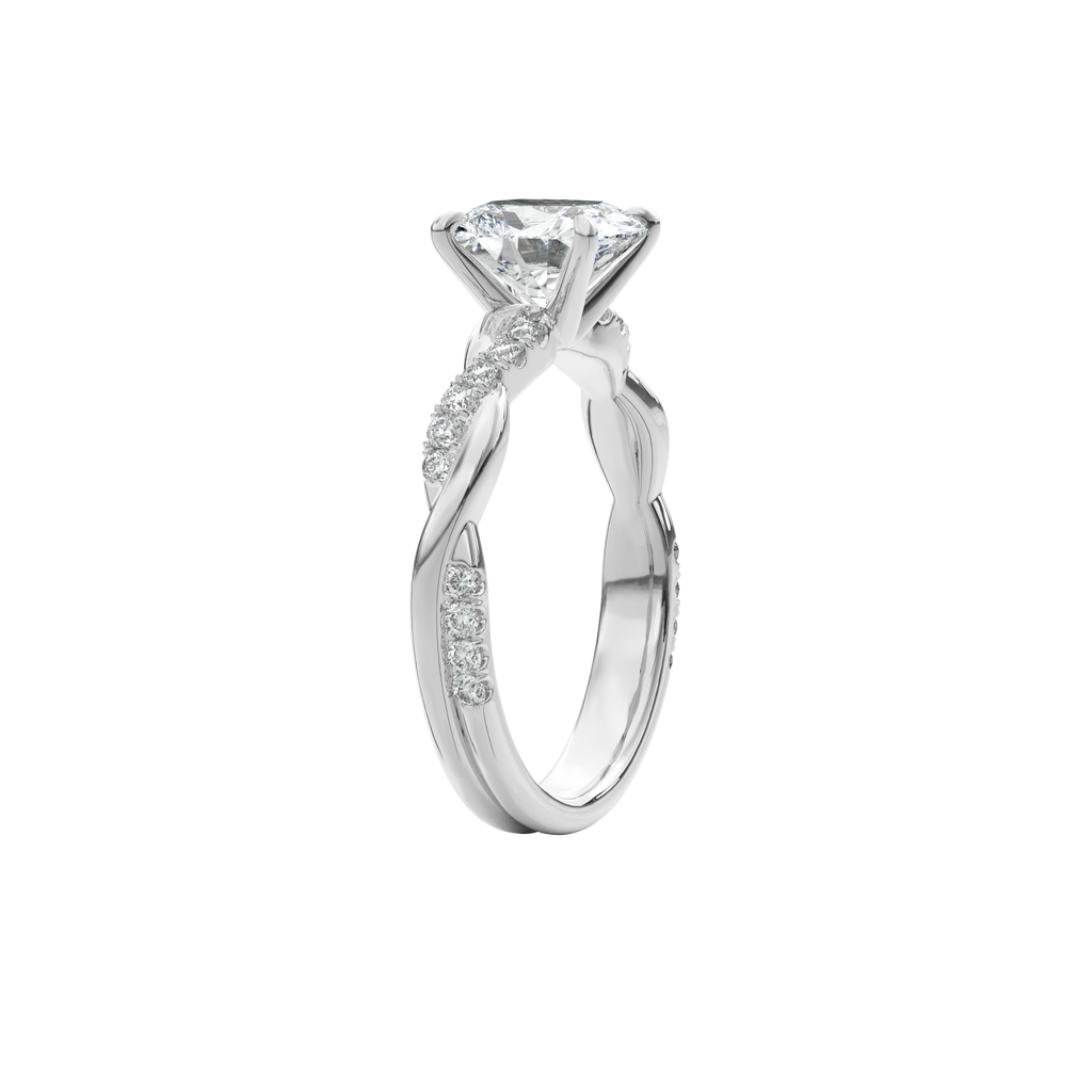 Rhea Twisted Pave Engagement Ring Cushion•White Gold