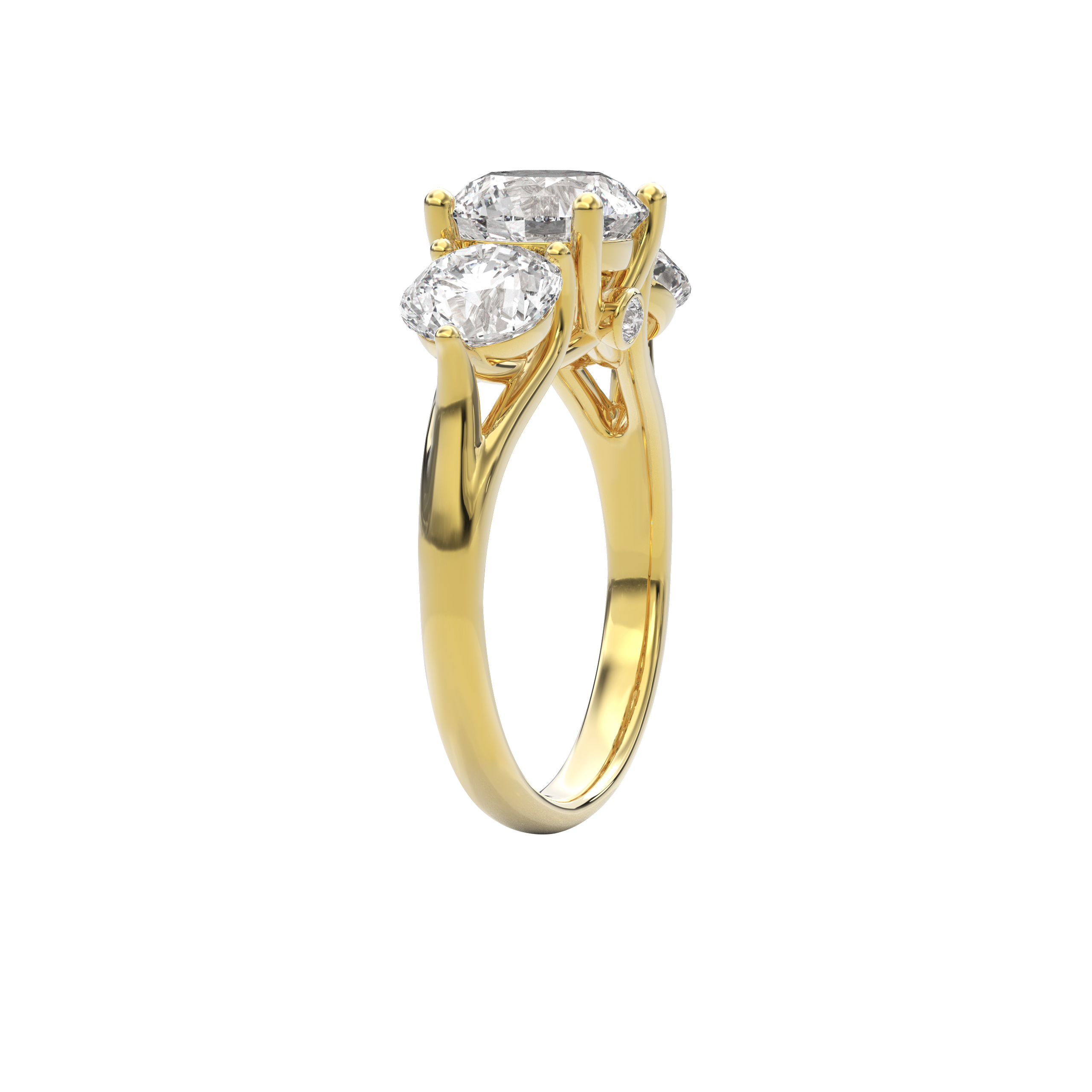 Daphnis Trinity Engagement Ring Round•Yellow Gold