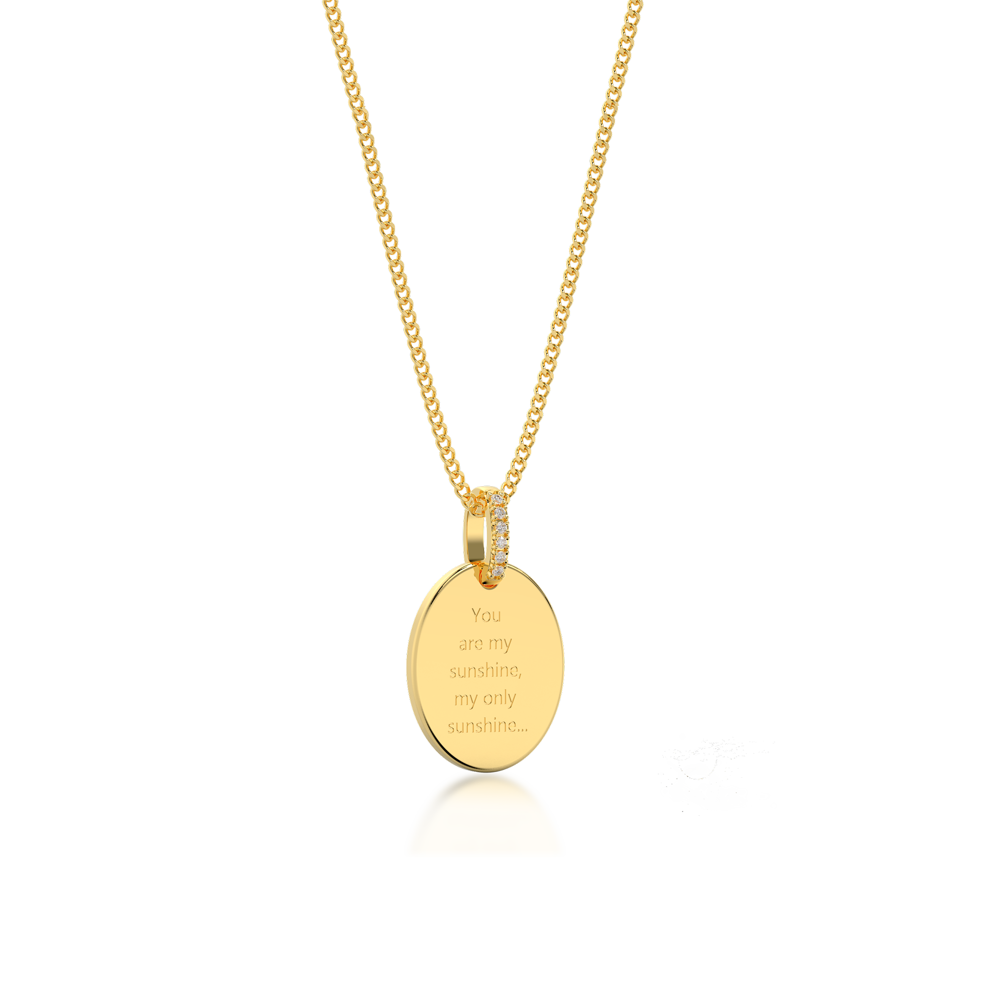 18K Gold Plated Silver Oval Engravable Necklace SS25N001O