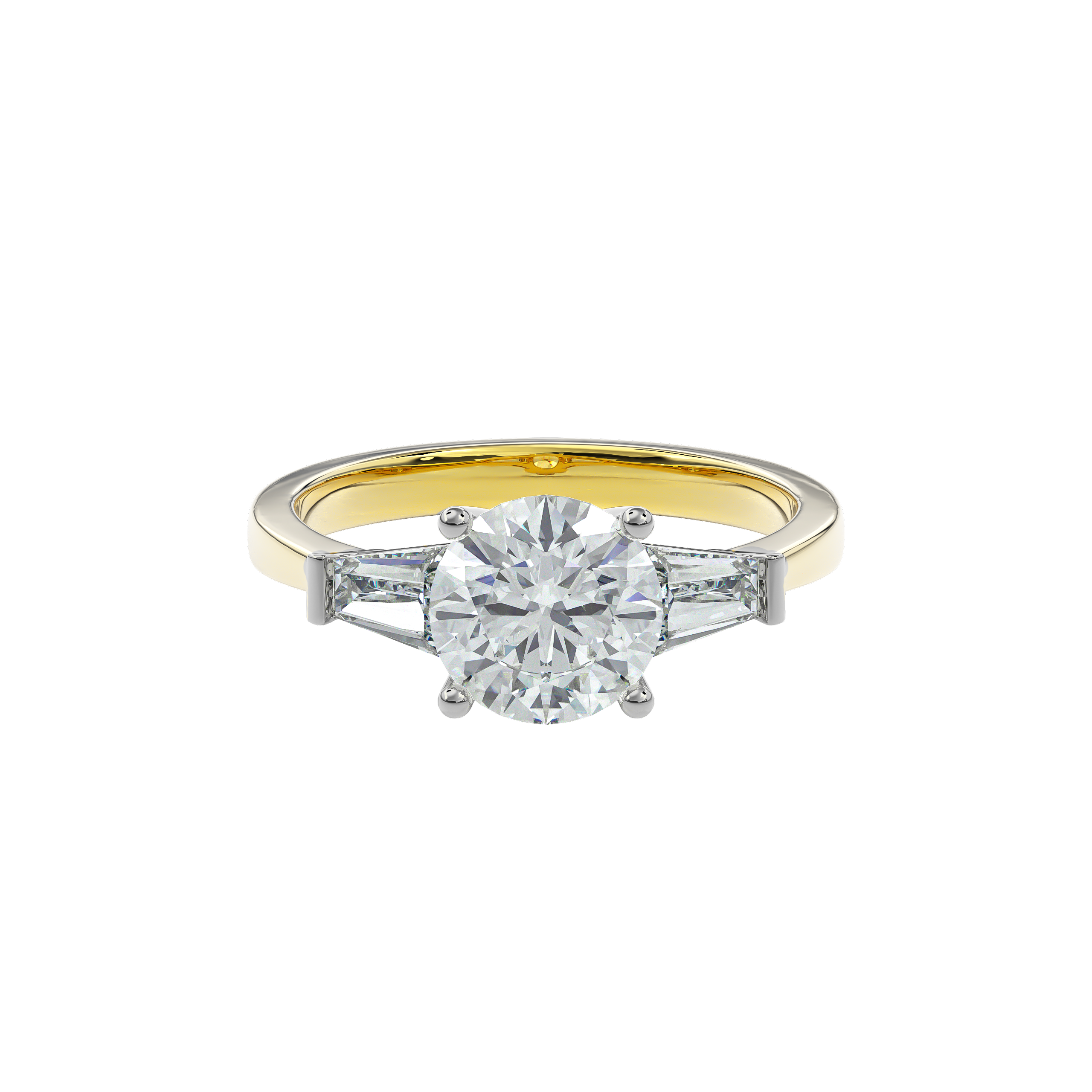 Daphnis Three Stones Engagement Ring Round•Yellow Gold