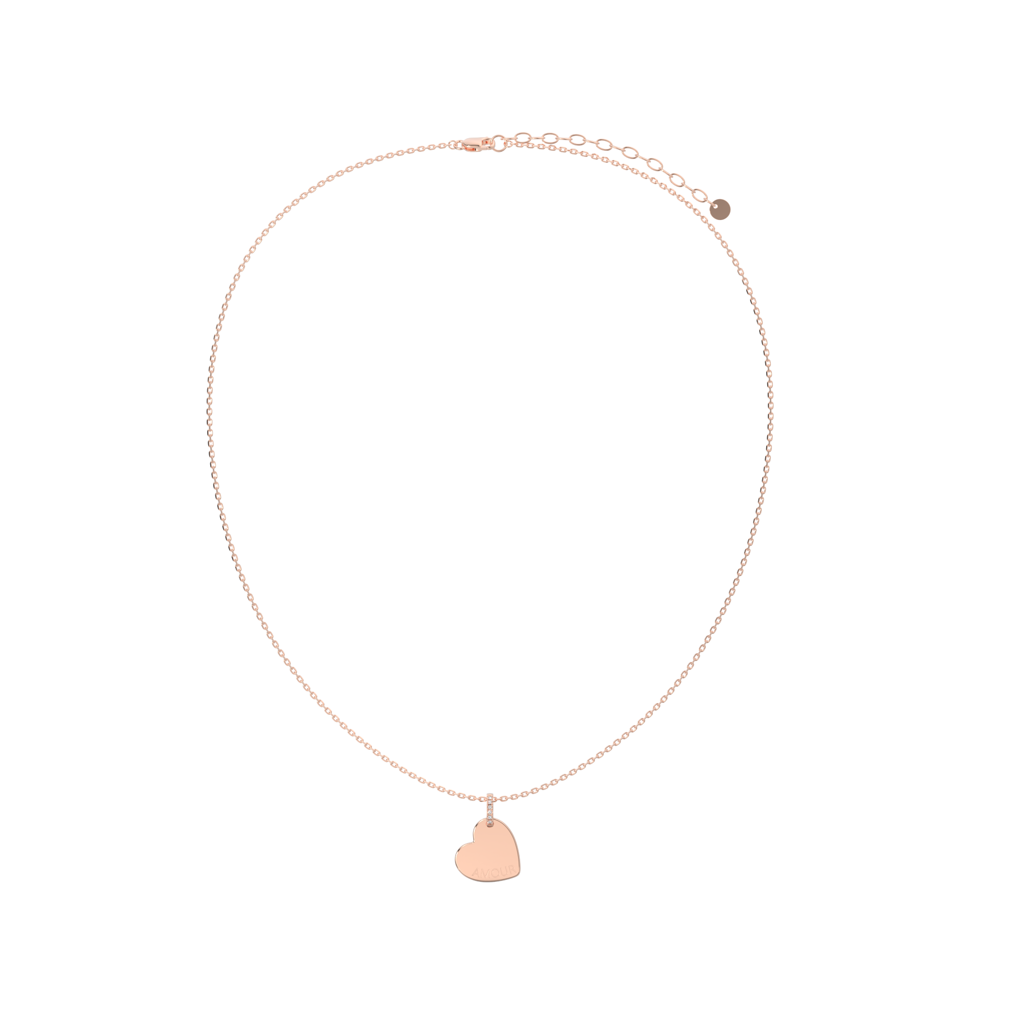 18K Rose Gold Plated Silver Heart Engravable Necklace SS25N001H