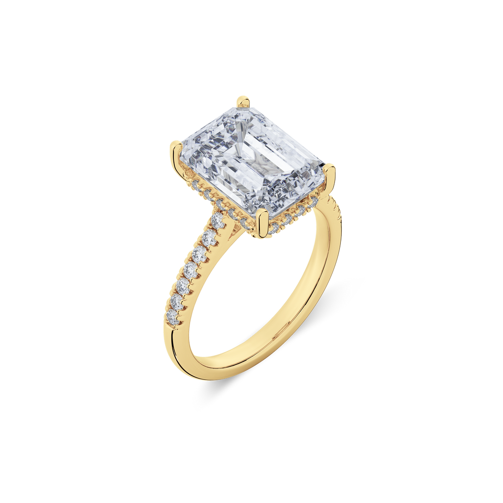 Hidden Halo II Emerald  Lab Grown Diamond Ring in 14K Gold