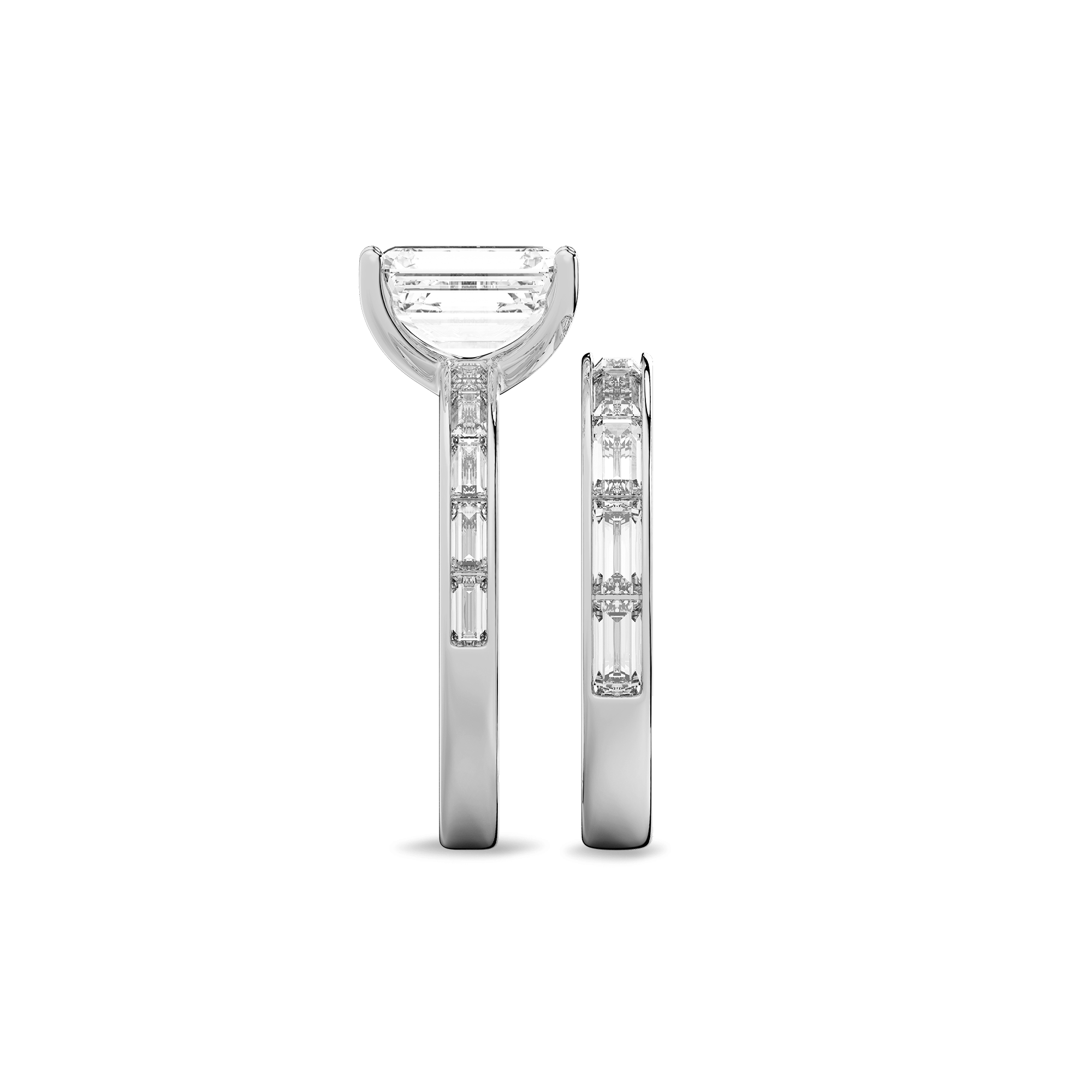Channel Set Baguette Diamond Engagement Ring in 14k White Gold