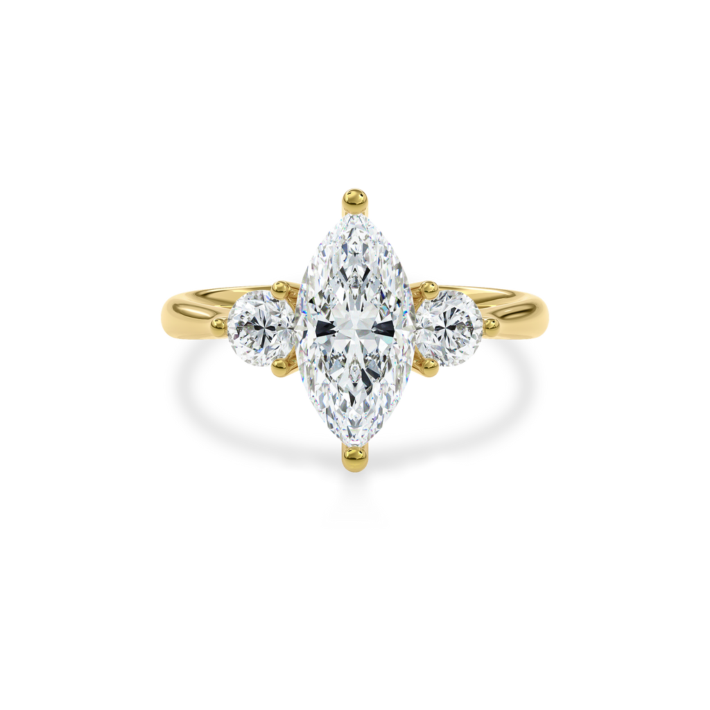 Daphnis Three Stones Engagement Ring Marquise•Yellow Gold