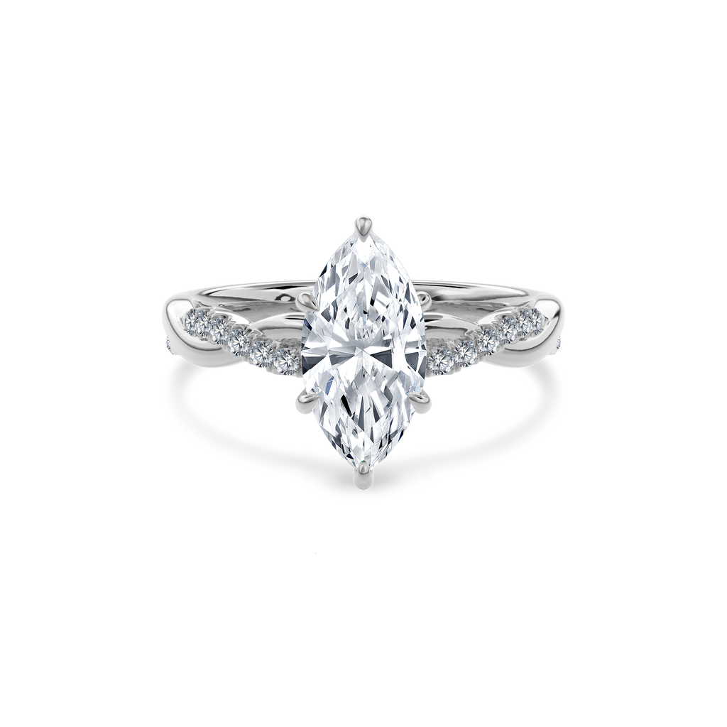 Rhea Twisted Pave Engagement Ring Marquise•White Gold