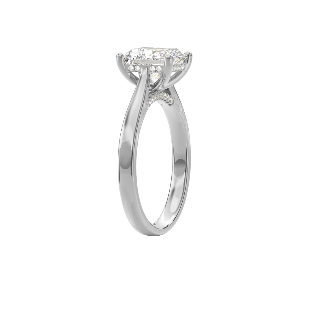 Elara Hidden Halo Salitaire Engagement Ring Radiant•White Gold