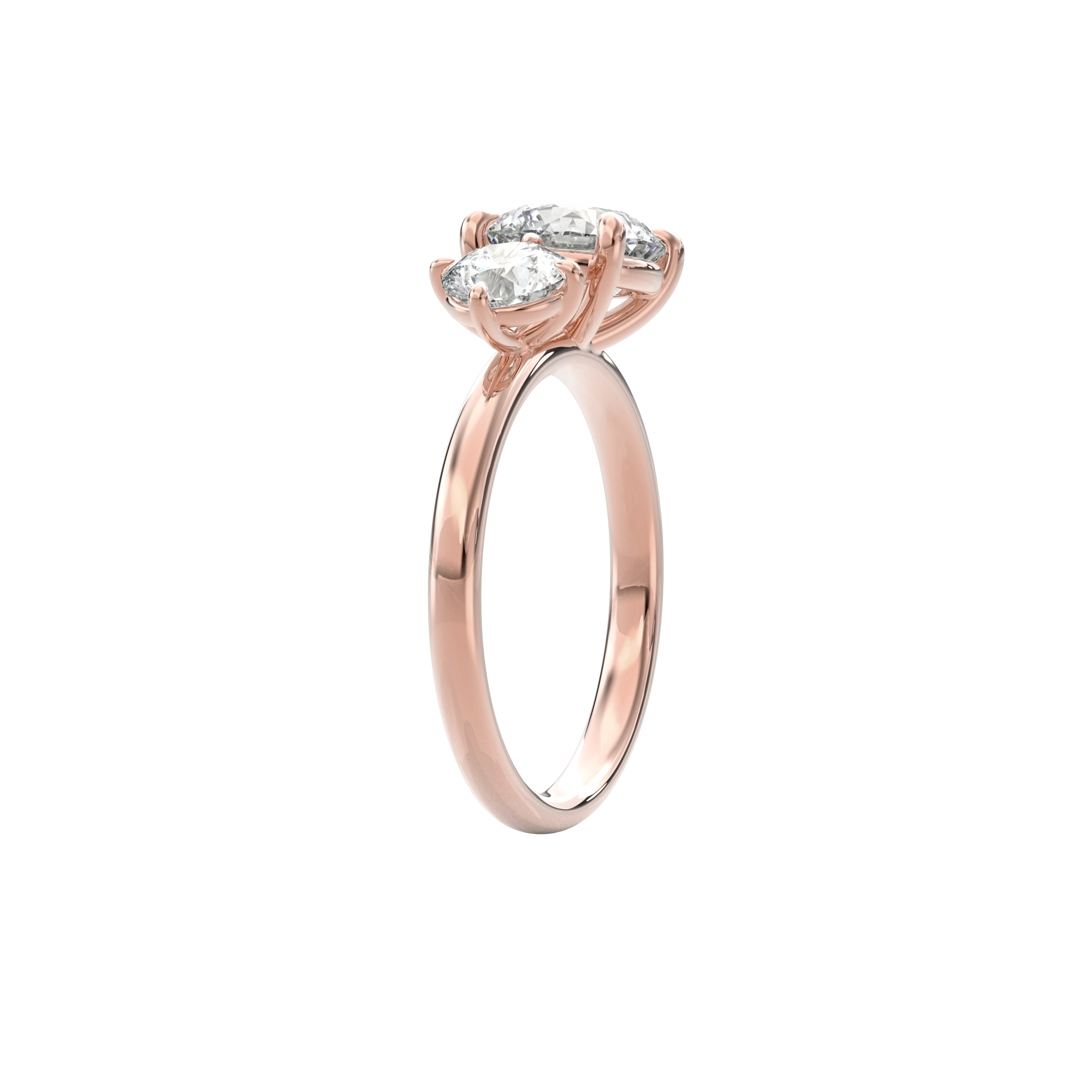 Callisto Two Stones Engagement Ring Round•Rose Gold