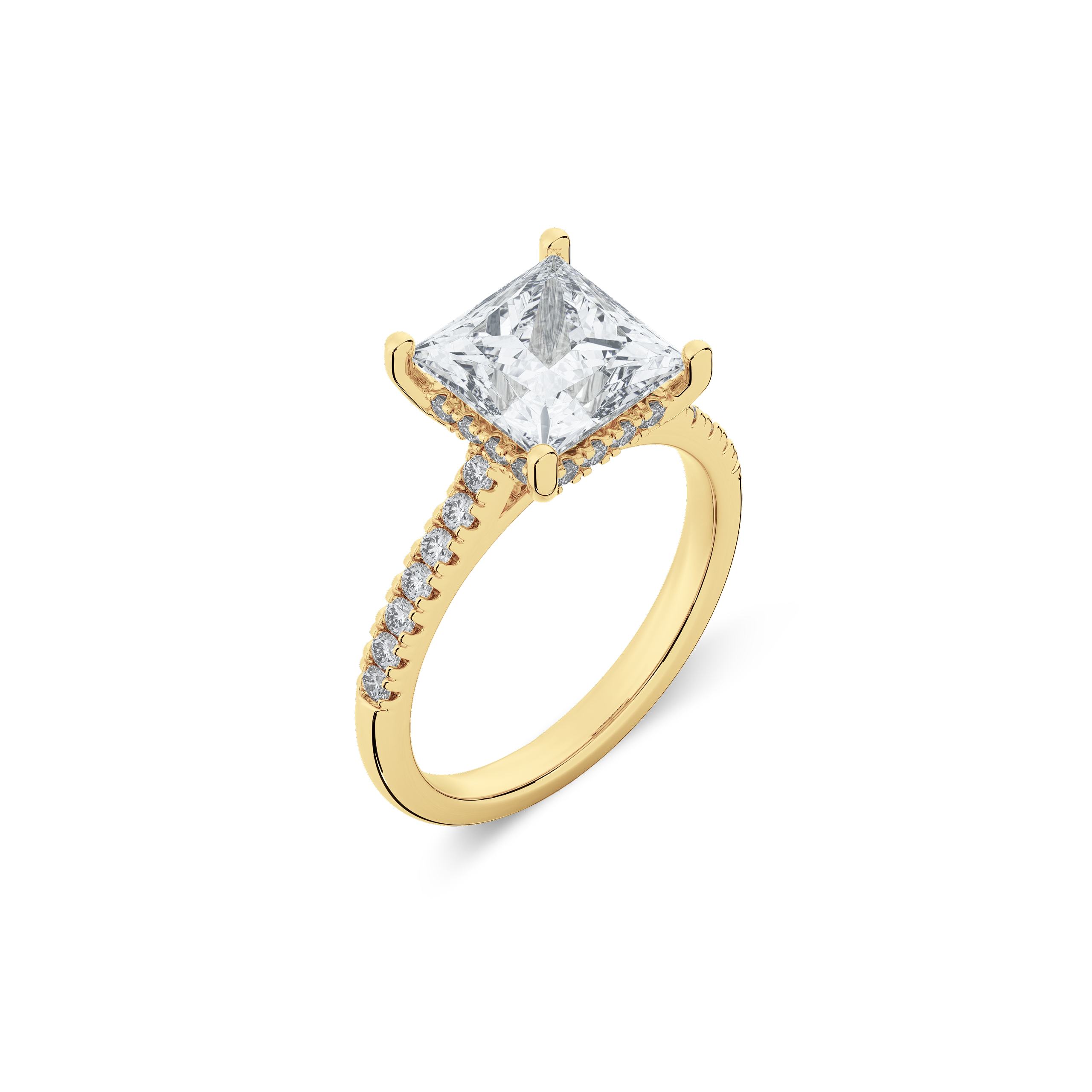 Hidden Halo II Princess Lab Grown Diamond Ring in 14K Gold
