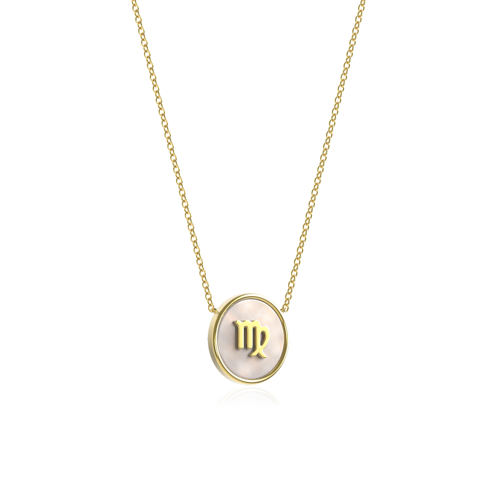 18k Gold Plated Silver Pearl Zodiac Necklace SS25N002G