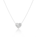 Rhodium Plated Heart Initial Necklace（Pleated）AW24N008B