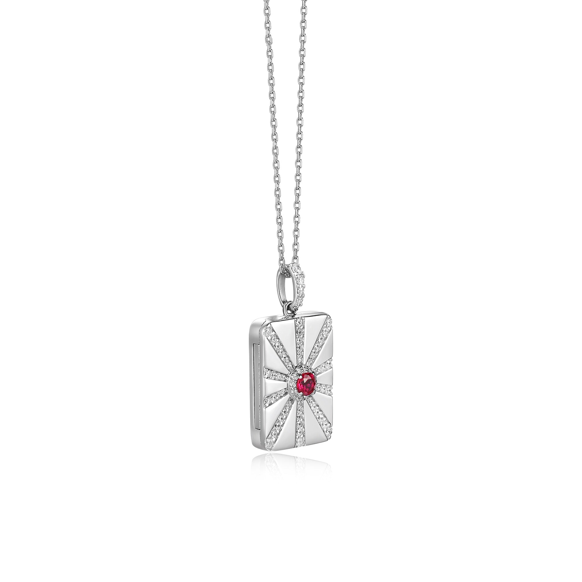 Rhodium Plated Modern Ray Locket SN013