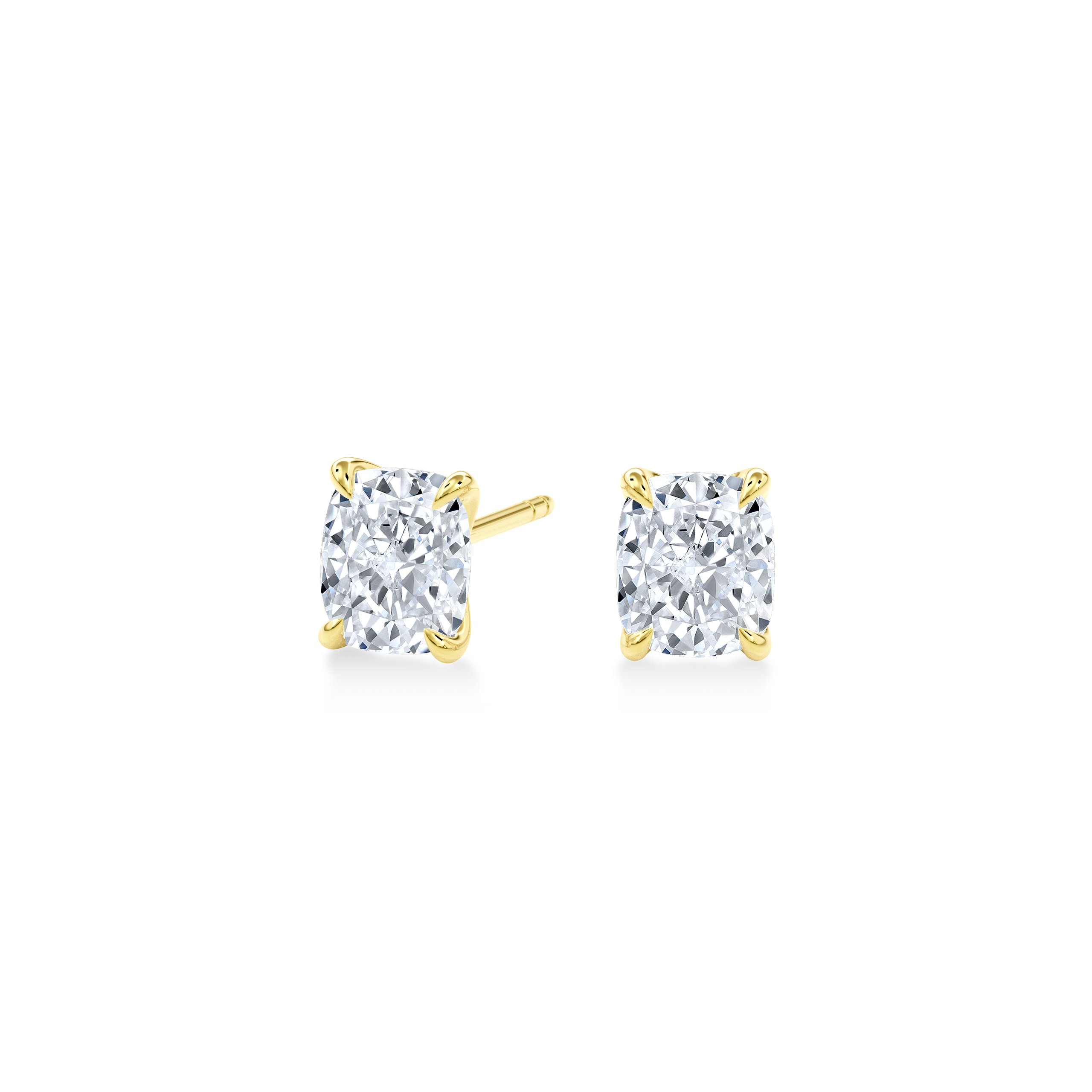 Dia Solitaire Single Stud Earring Cushion•Yellow Gold