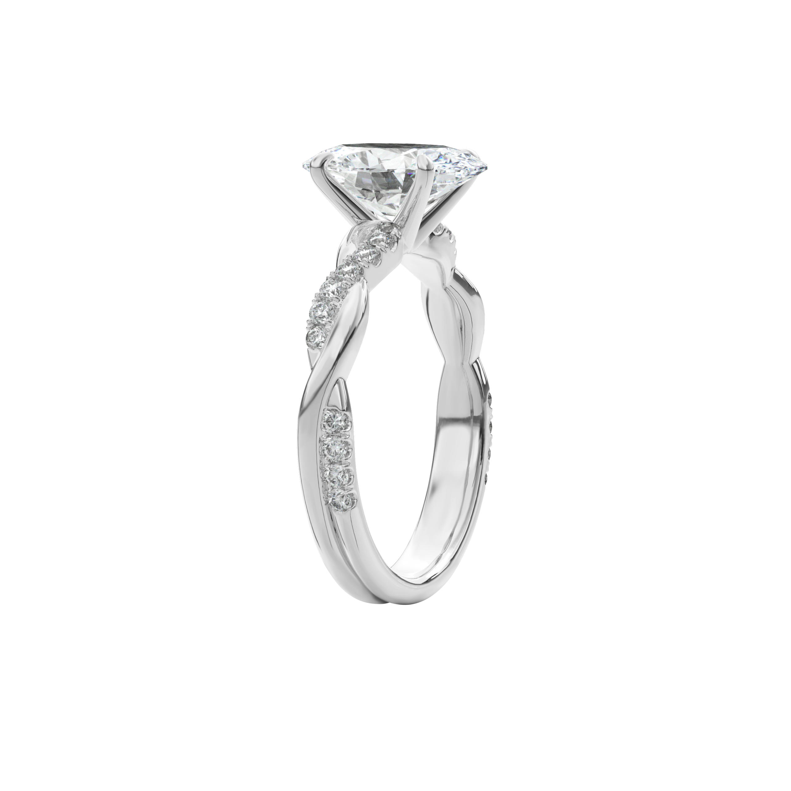 Rhea Twisted Pave Engagement Ring Oval•White Gold