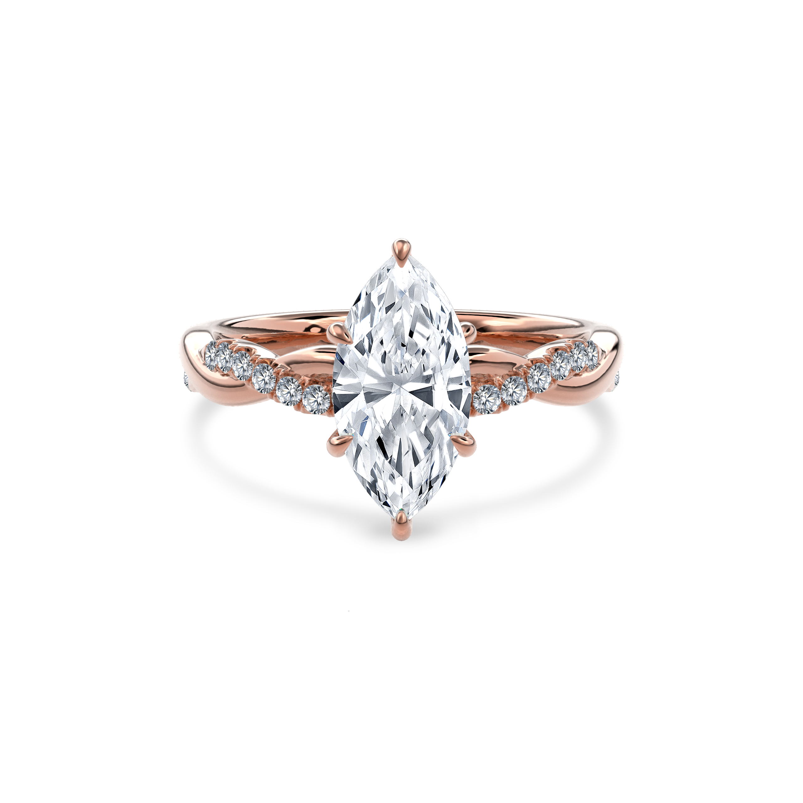 Rhea Twisted Pave Engagement Ring Marquise•Rose Gold