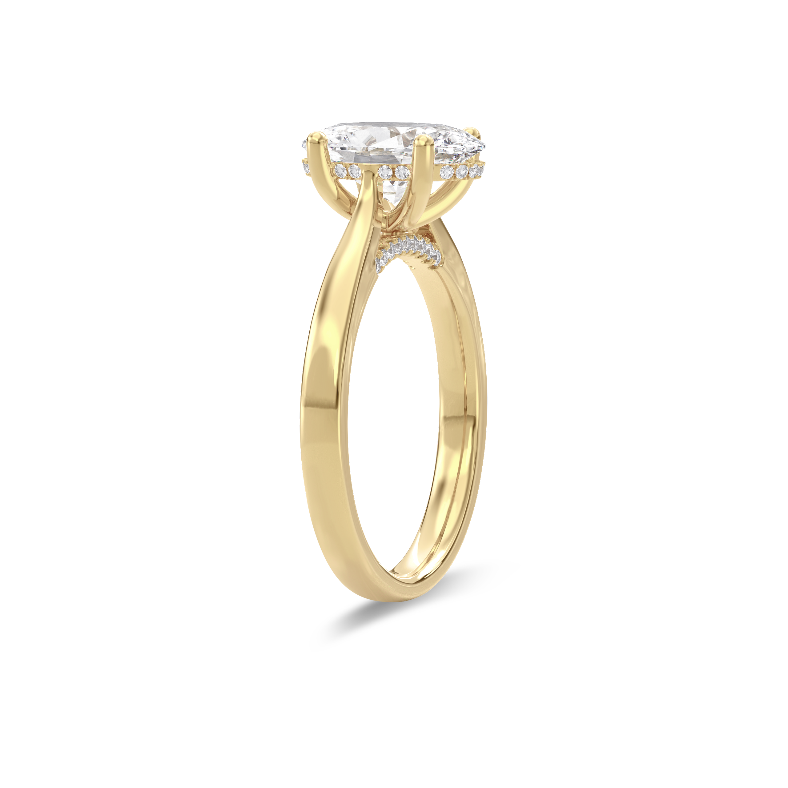 Elara Hidden Halo Salitaire Engagement Ring Oval•Yellow Gold