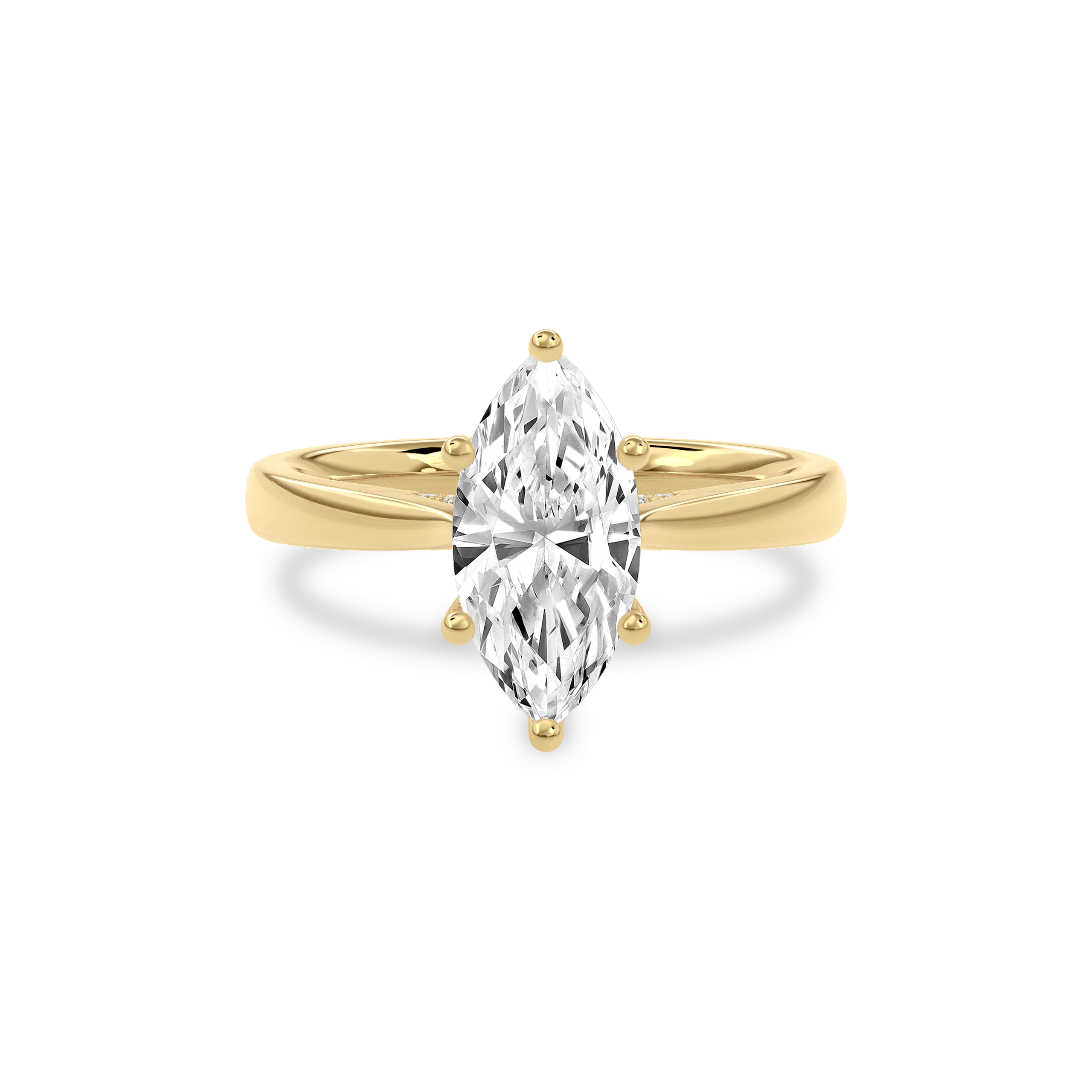 Elara Hidden Halo Salitaire Engagement Ring Marquise•Yellow Gold