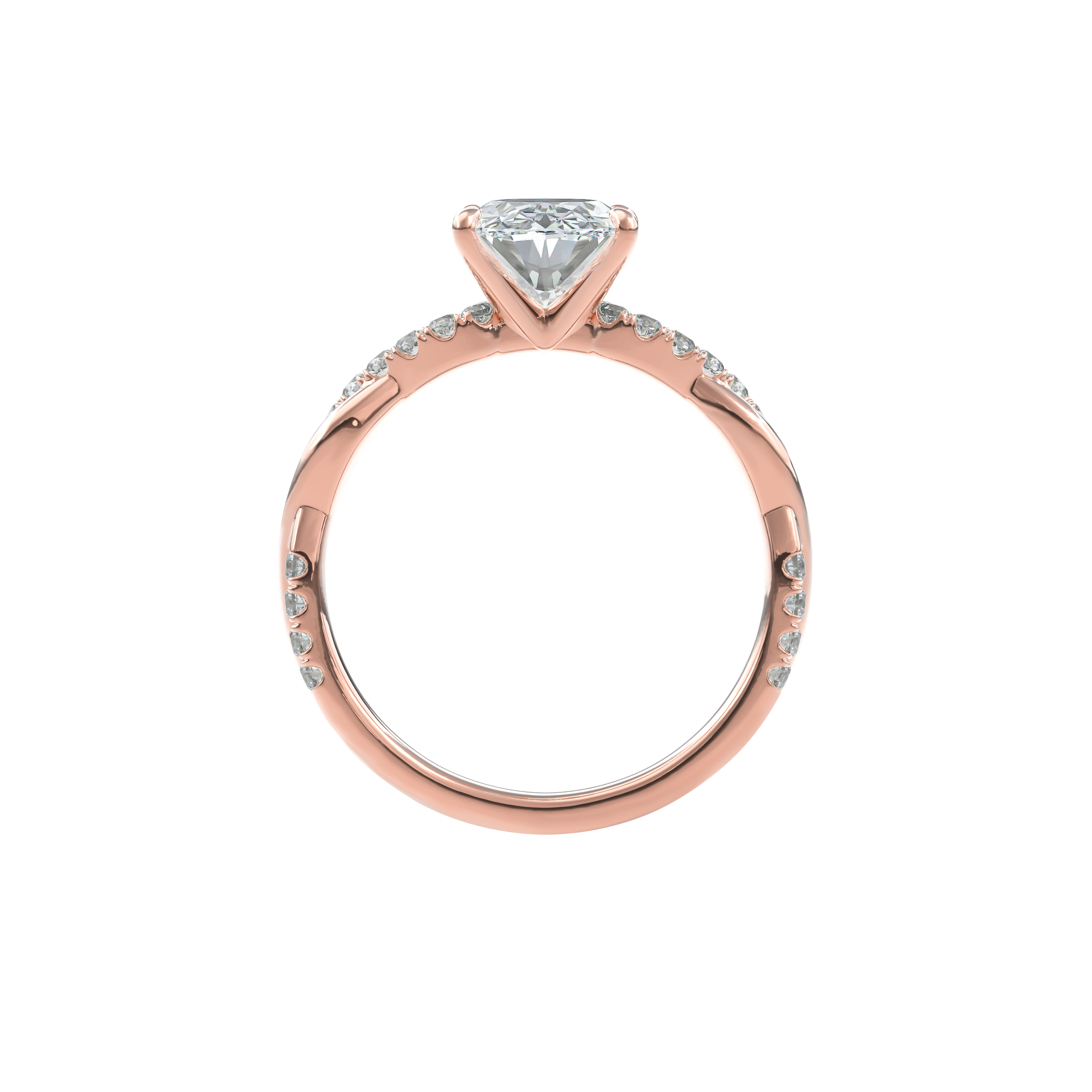 Rhea Twisted Pave Engagement Ring Oval•Rose Gold