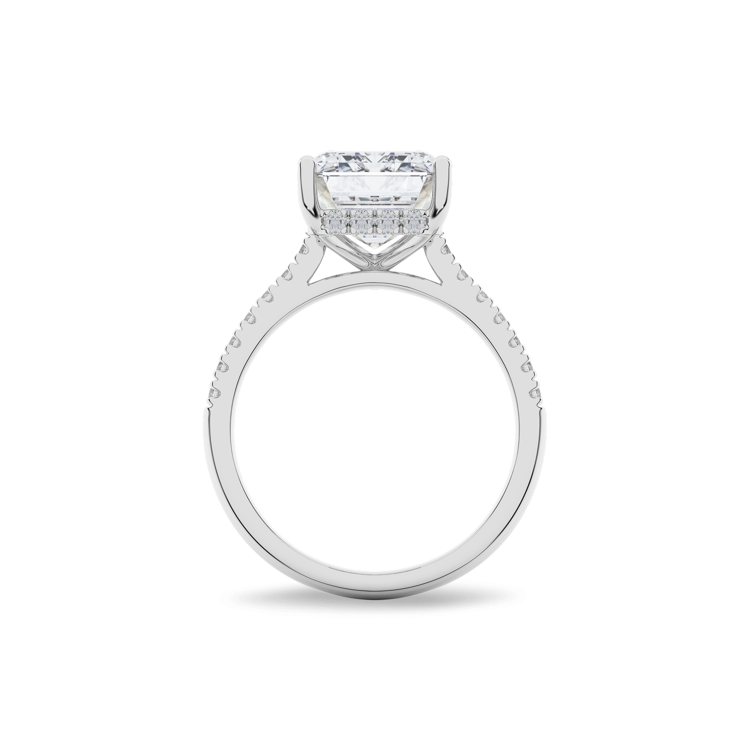 Hidden Halo II Emerald  Lab Grown Diamond Ring in 14K White Gold