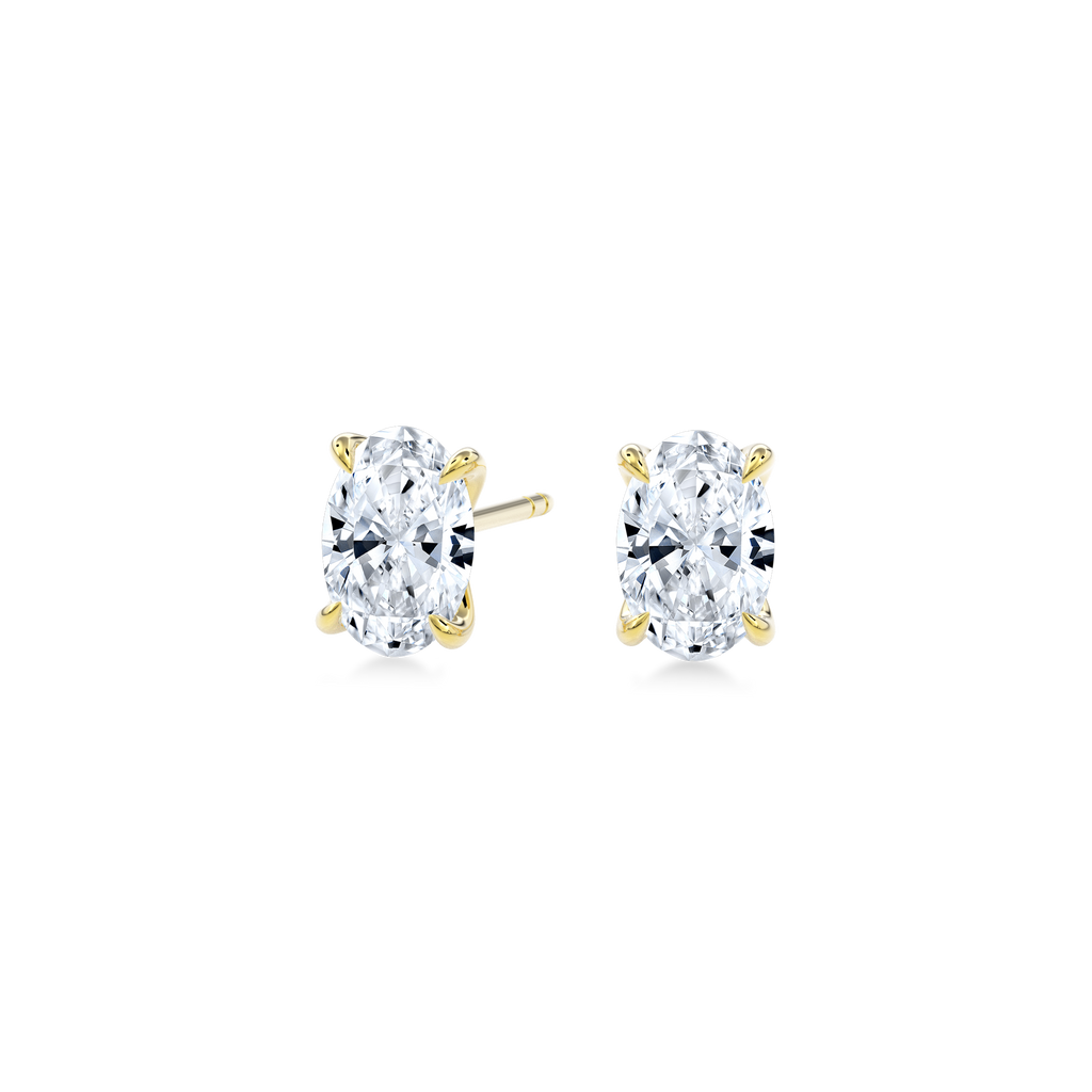 Dia Solitaire Single Stud Earring Oval•Yellow Gold