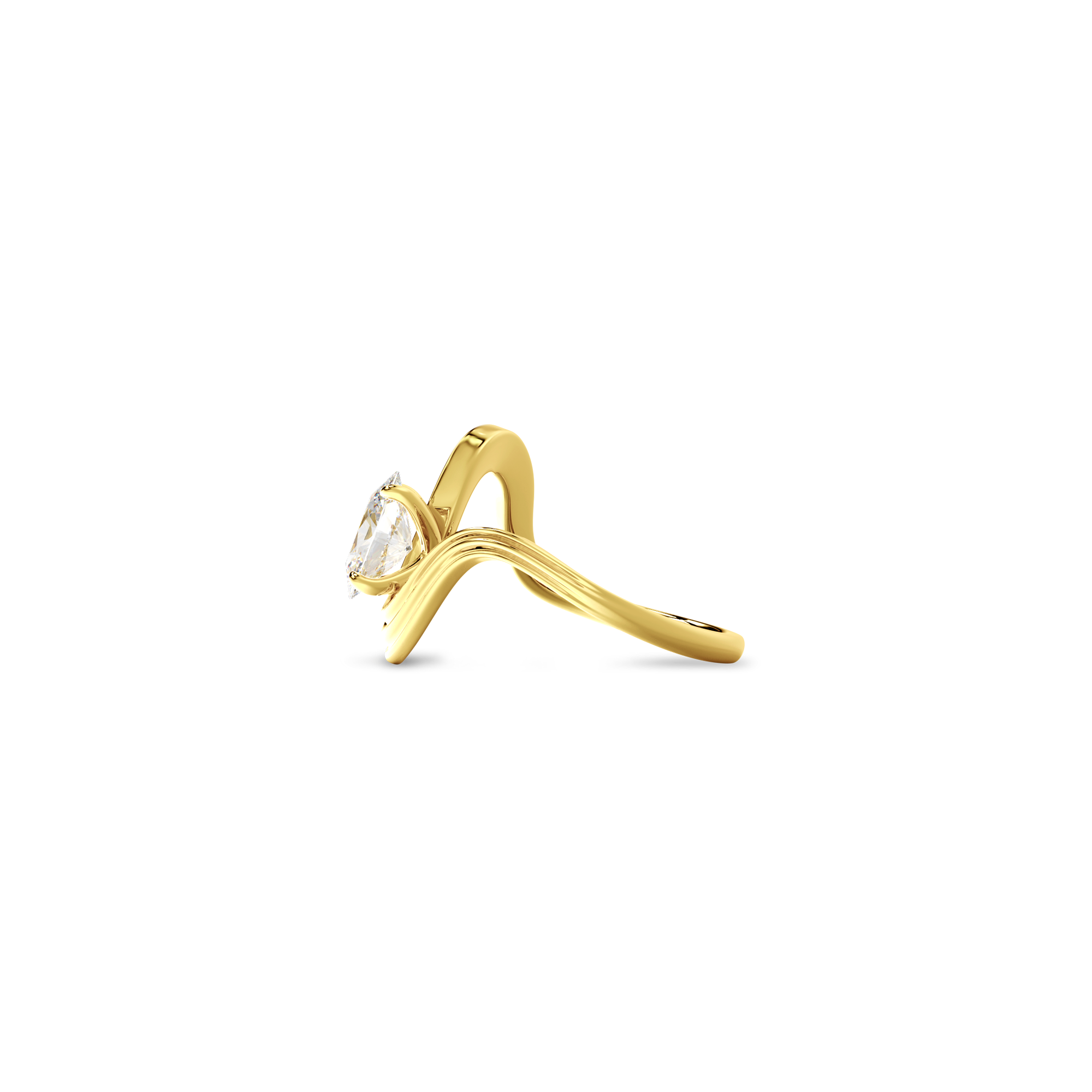 Oval  Luna  Curve Ring in Yellow Gold