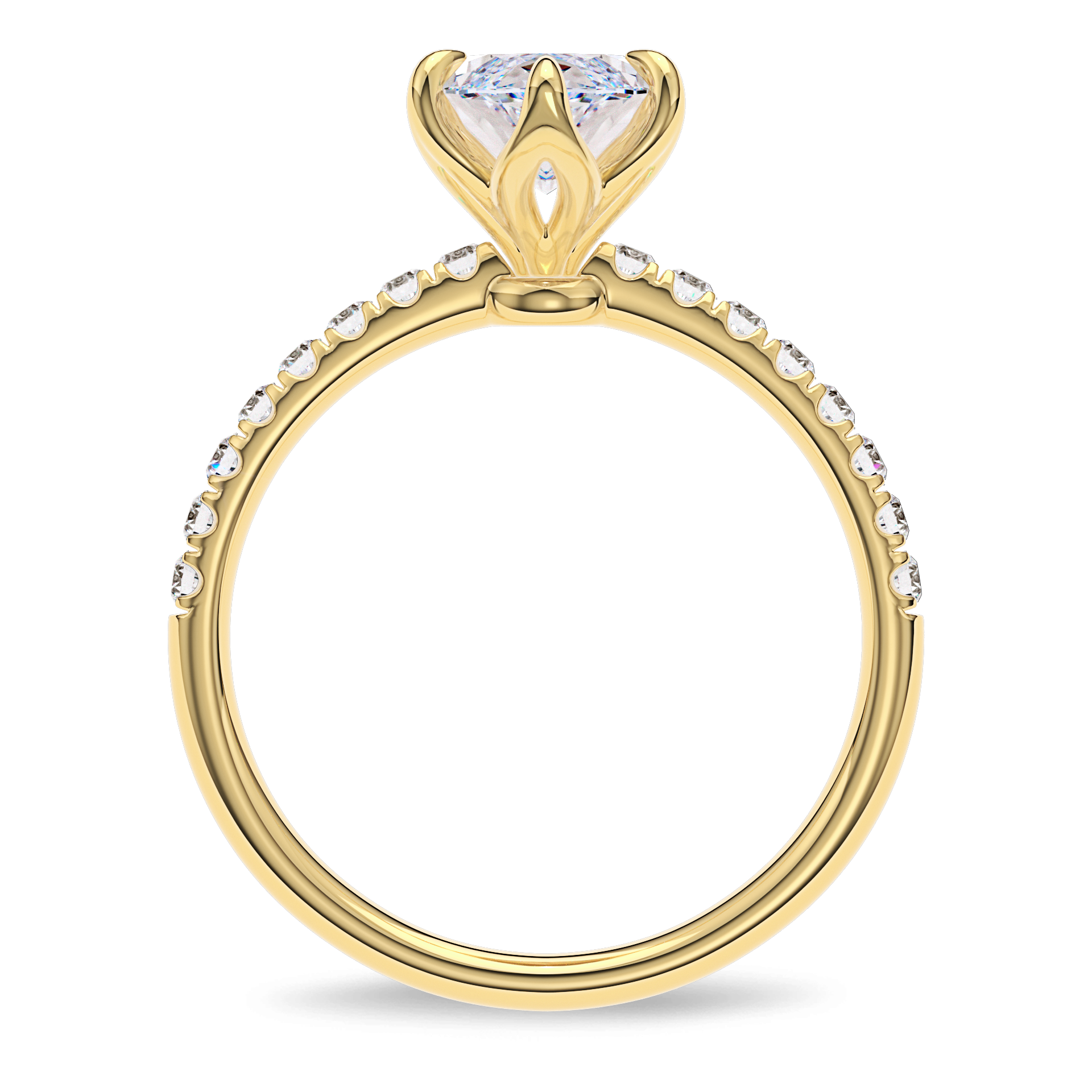 Dia Solitaire Pave Engagement Ring Marquise•Yellow Gold