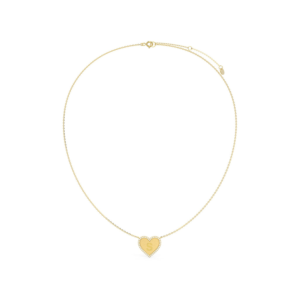 18k Gold Plated Silver Heart Initial Necklace AW24N003G
