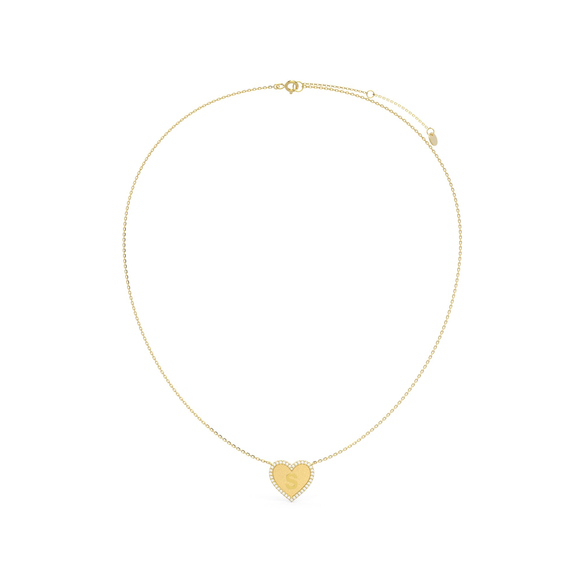 18k Gold Plated Silver Heart Initial Necklace AW24N003G