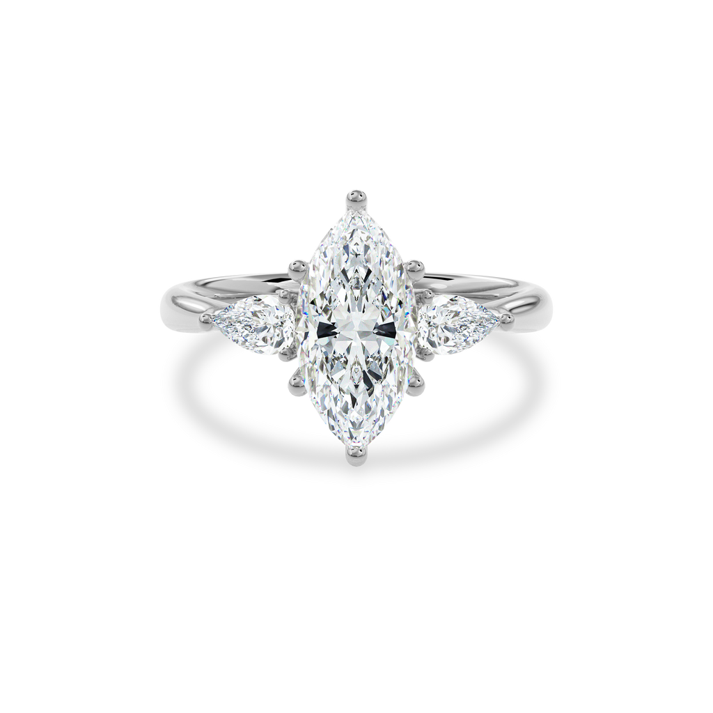 Daphnis Three Stones Engagement Ring Marquise•White Gold