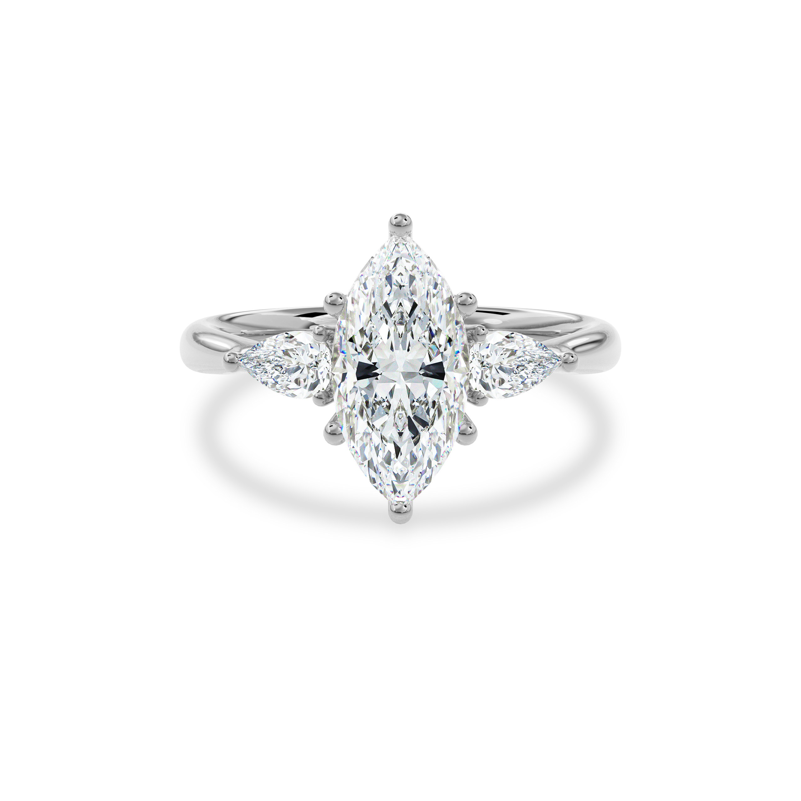 Daphnis Three Stones Engagement Ring Marquise•White Gold