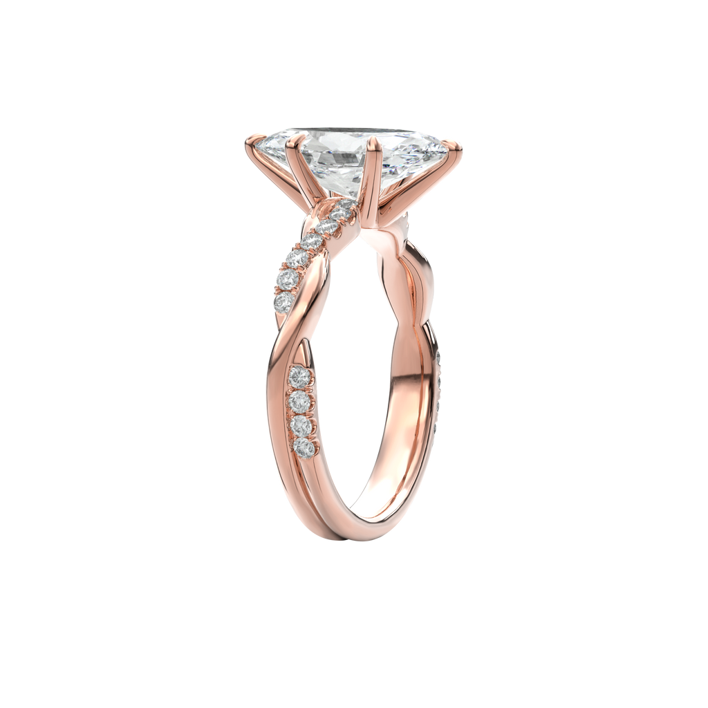 Rhea Twisted Pave Engagement Ring Marquise•Rose Gold