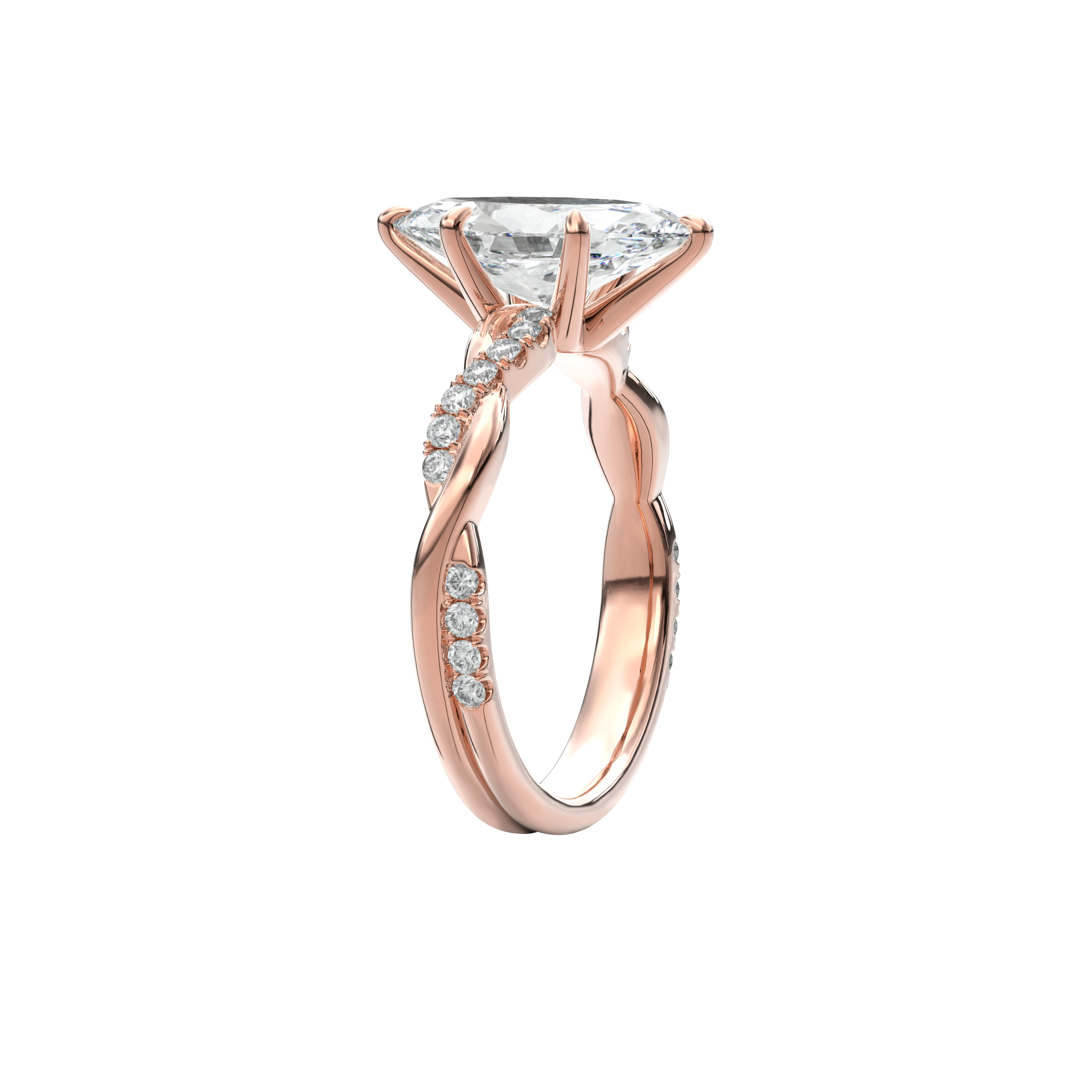 Rhea Twisted Pave Engagement Ring Marquise•Rose Gold