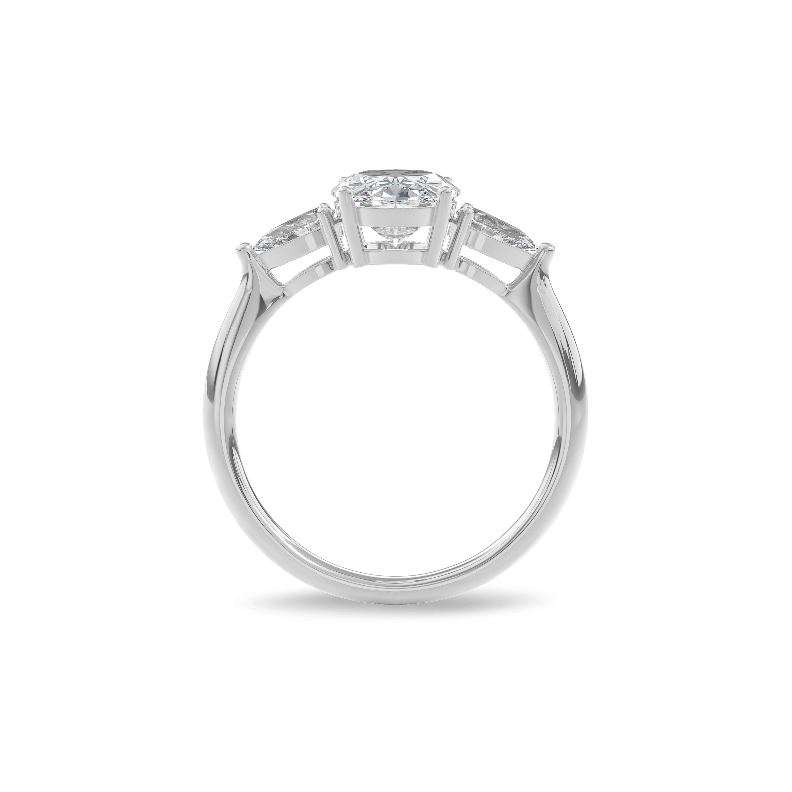 Daphnis Three Stones Engagement Ring Oval•White Gold