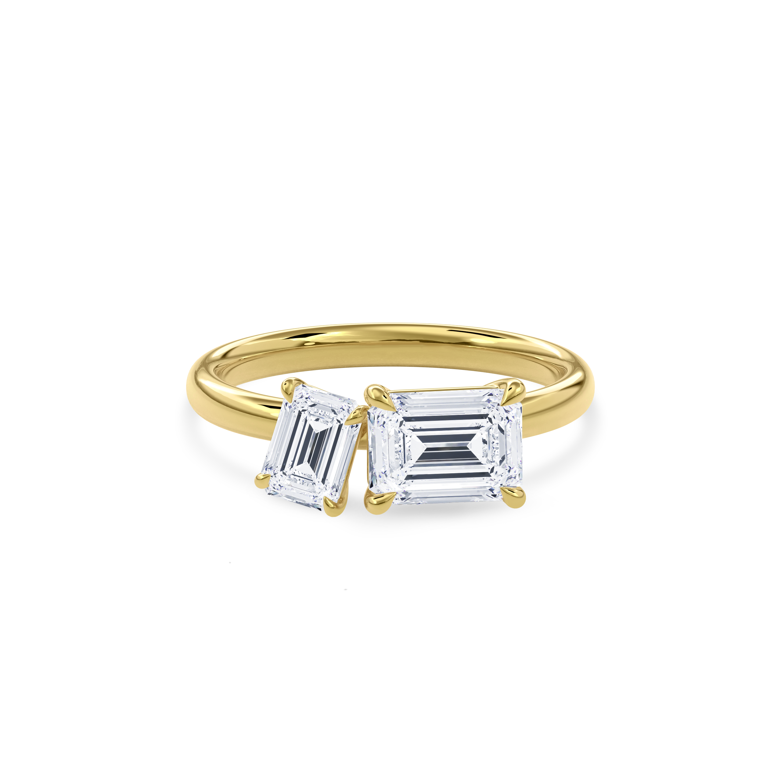 Callisto Two Stones Engagement Ring Emerald•Yellow Gold